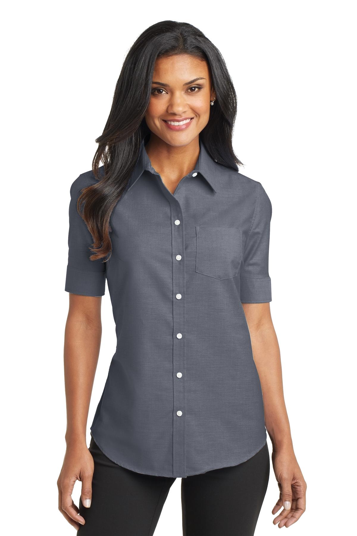 Port Authority Women's Short Sleeve SuperPro Oxford Shirt. L659 Womens Apparel Shirts & Tops