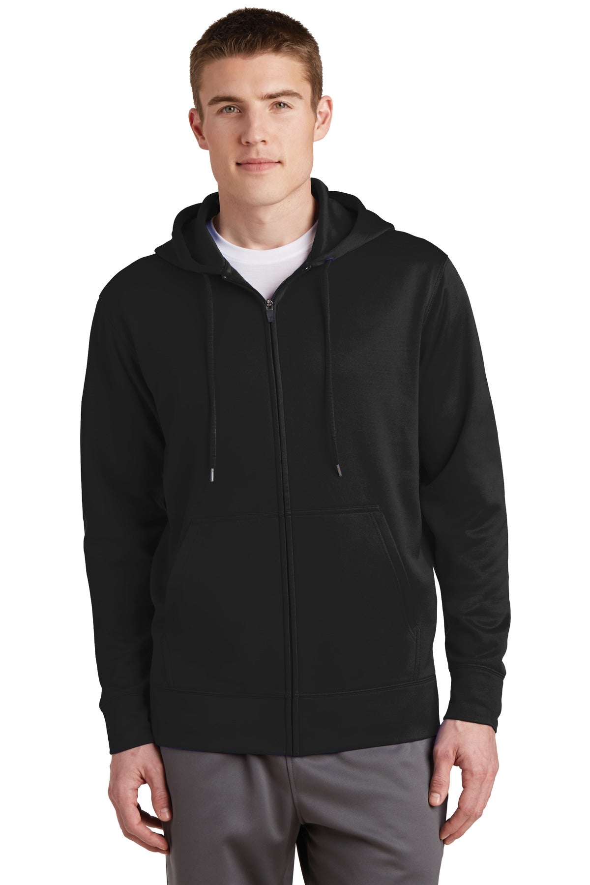 Sport-Tek Men's Sport-Wick Fleece Full-Zip Hooded Jacket Mens Apparel Sweatshirts & Fleece