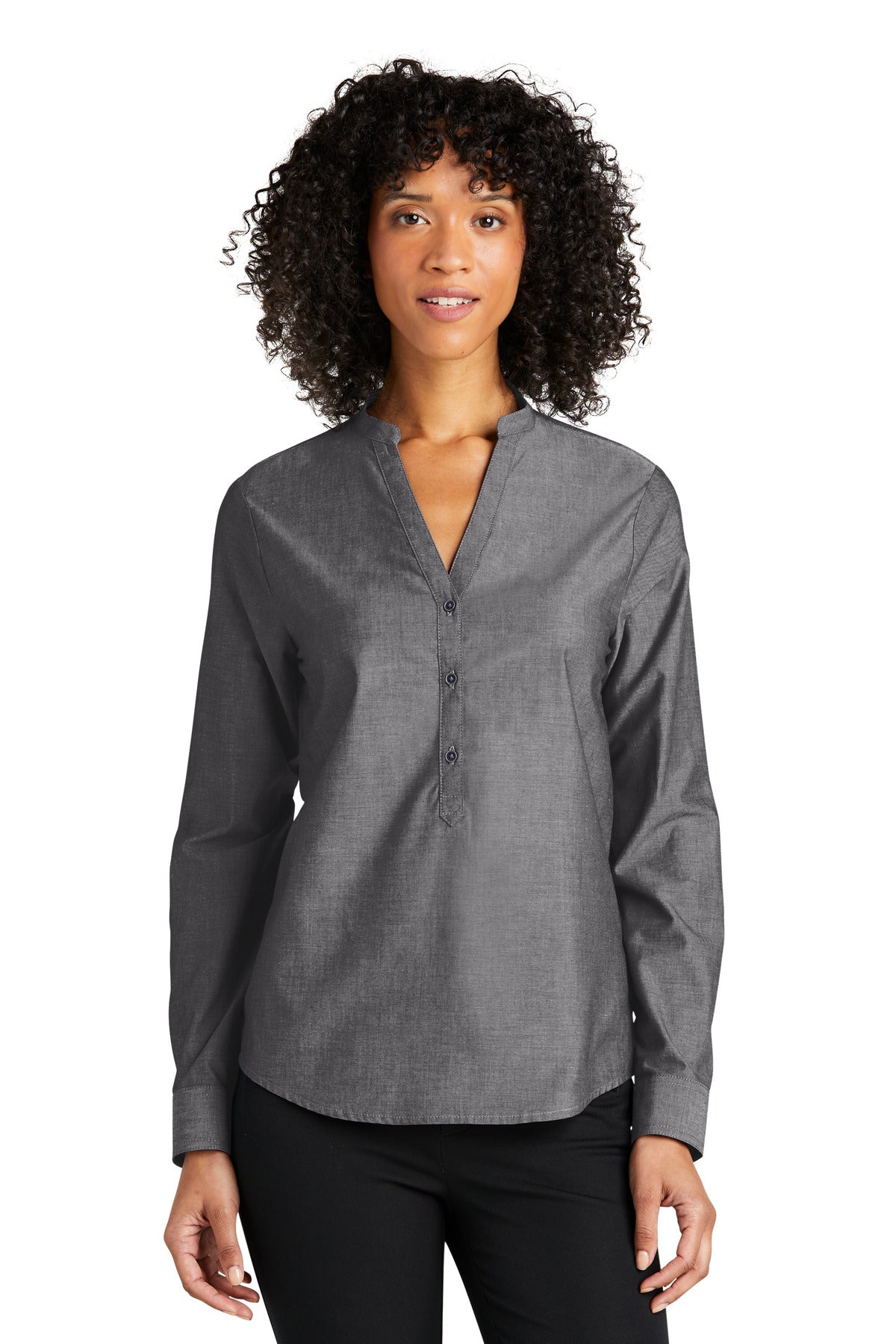 Port Authority Women's Long Sleeve Chambray Easy Care Shirt LW382 Womens Apparel Shirts & Tops
