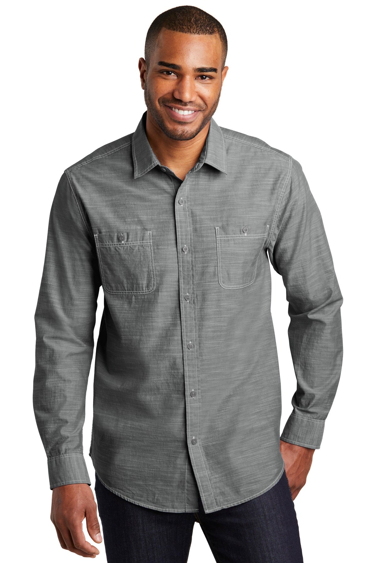 Port Authority Men's Slub Chambray Shirt. W380 Mens Apparel Shirts & Tops