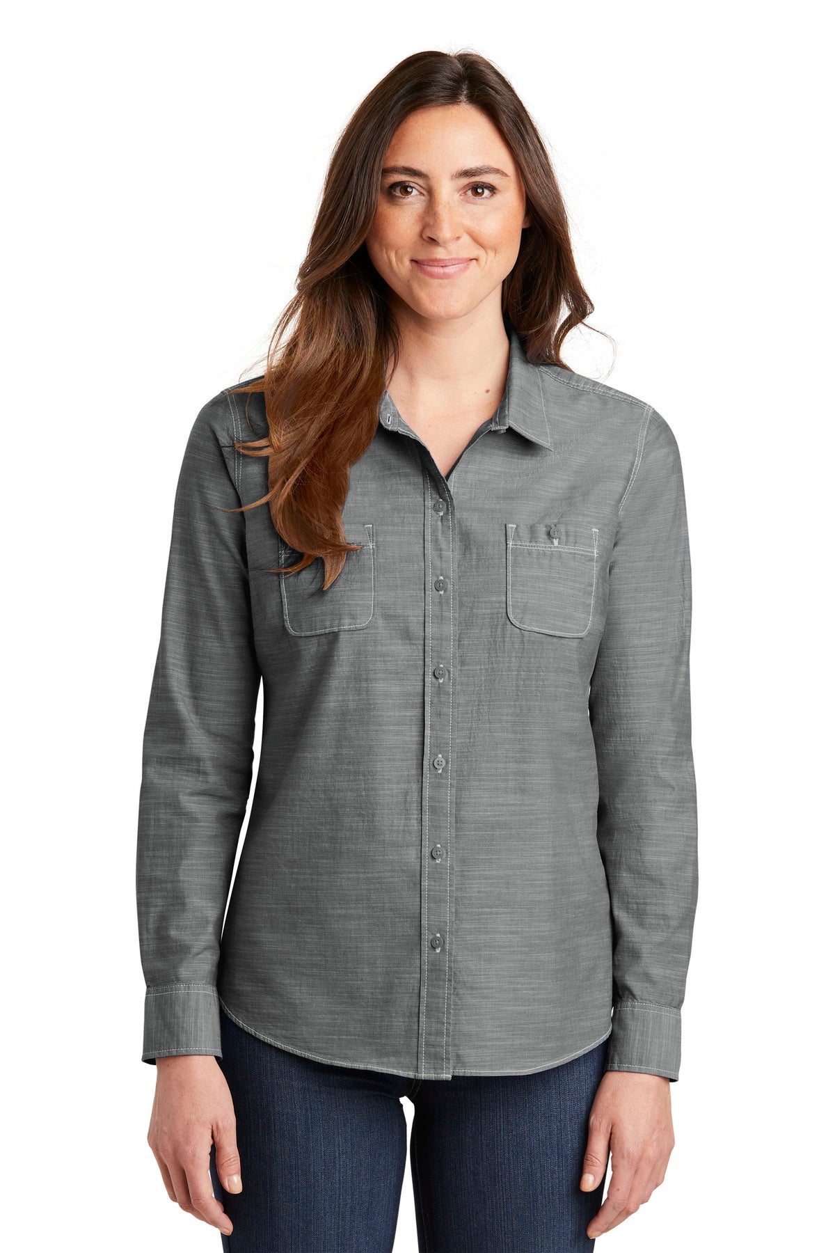 Port Authority Women's Slub Chambray Shirt. LW380 Womens Apparel Shirts & Tops