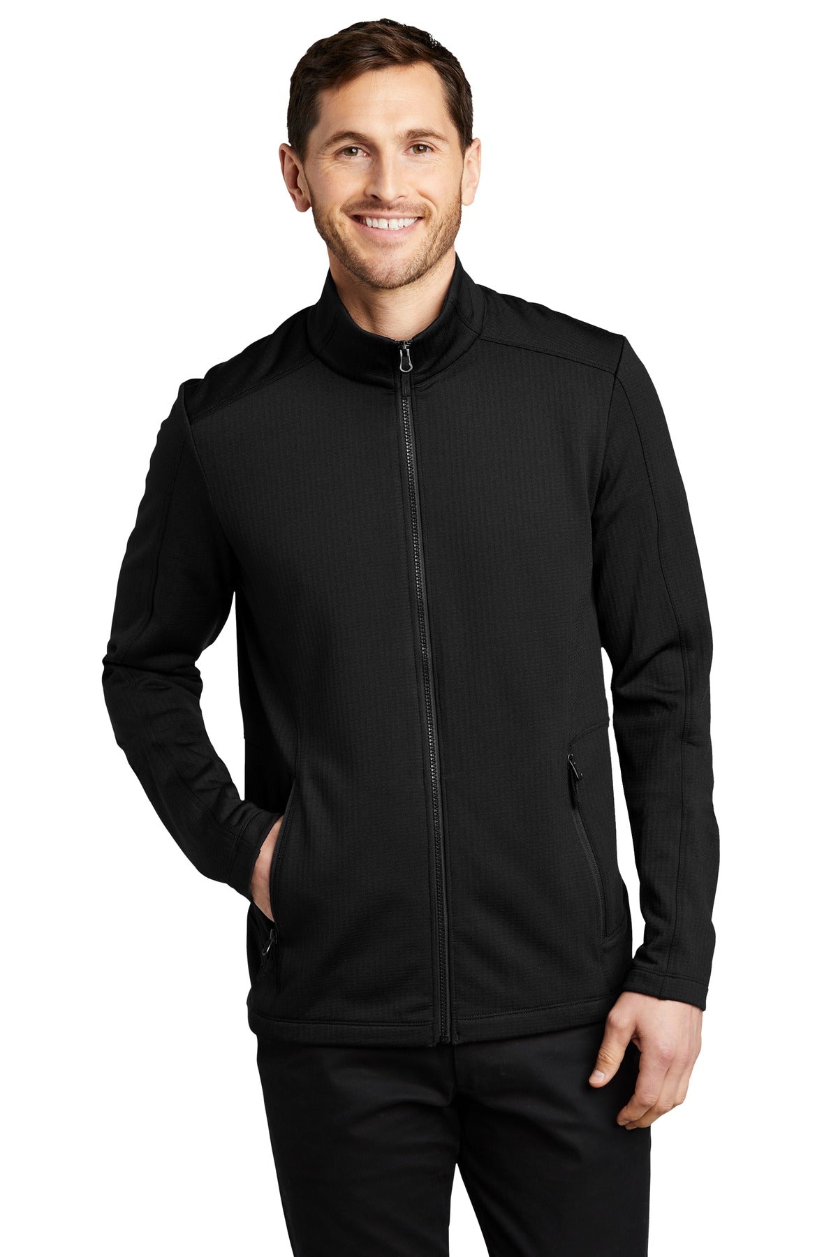 Port Authority Men's Grid Fleece Jacket. F239 Mens Apparel Jackets & Vests