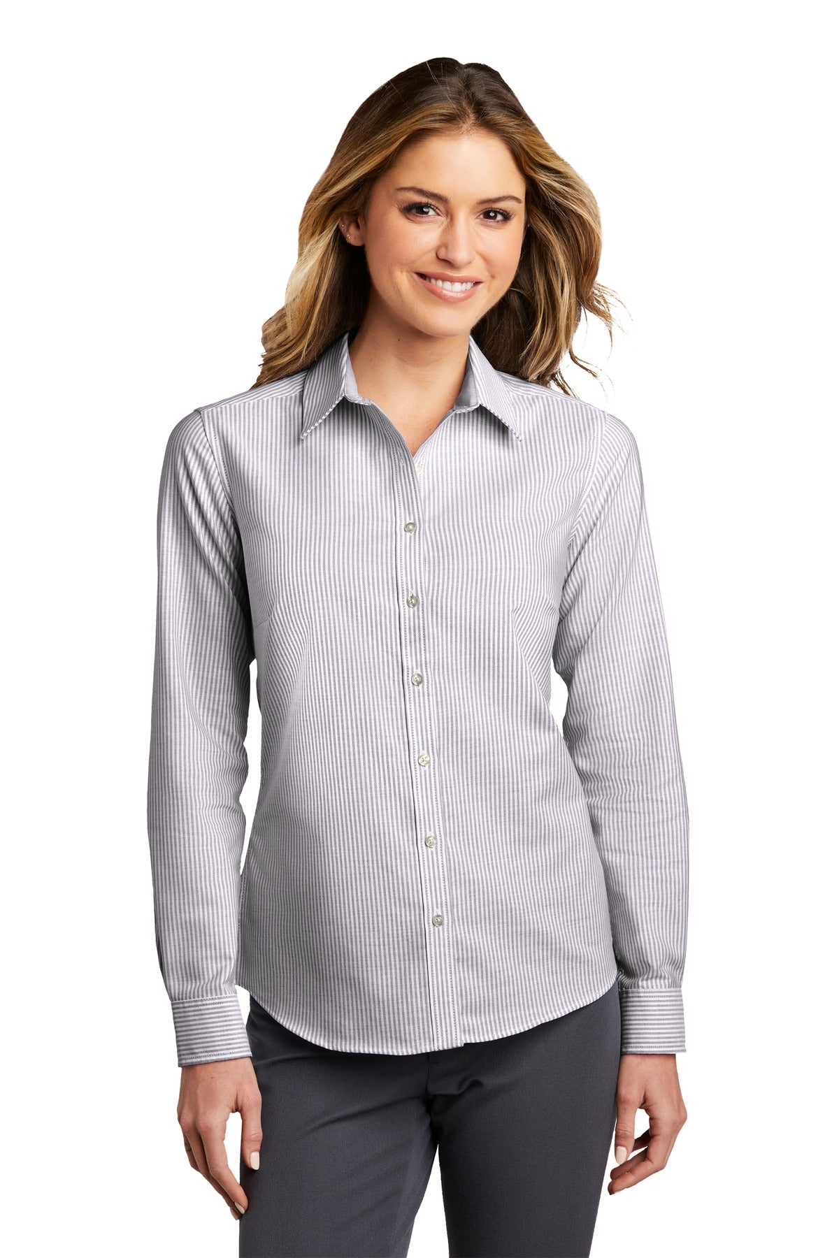 Port Authority Women's SuperPro Oxford Stripe Shirt. LW657 Womens Apparel Shirts & Tops