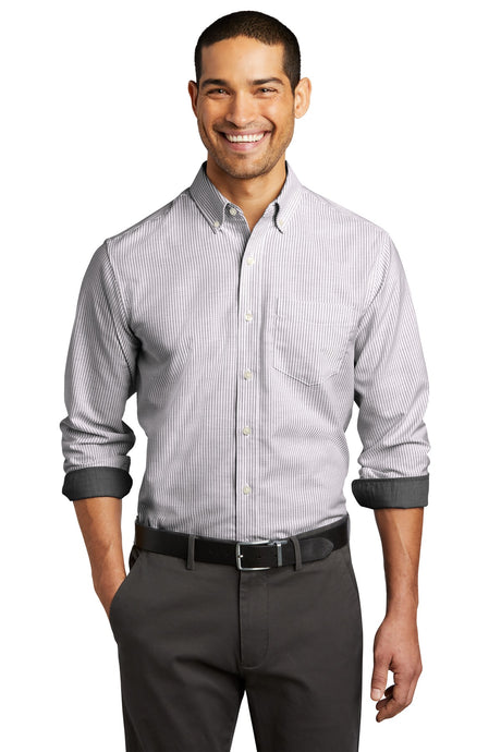 Port Authority Men's SuperPro Oxford Stripe Shirt. W657 Mens Apparel Shirts & Tops
