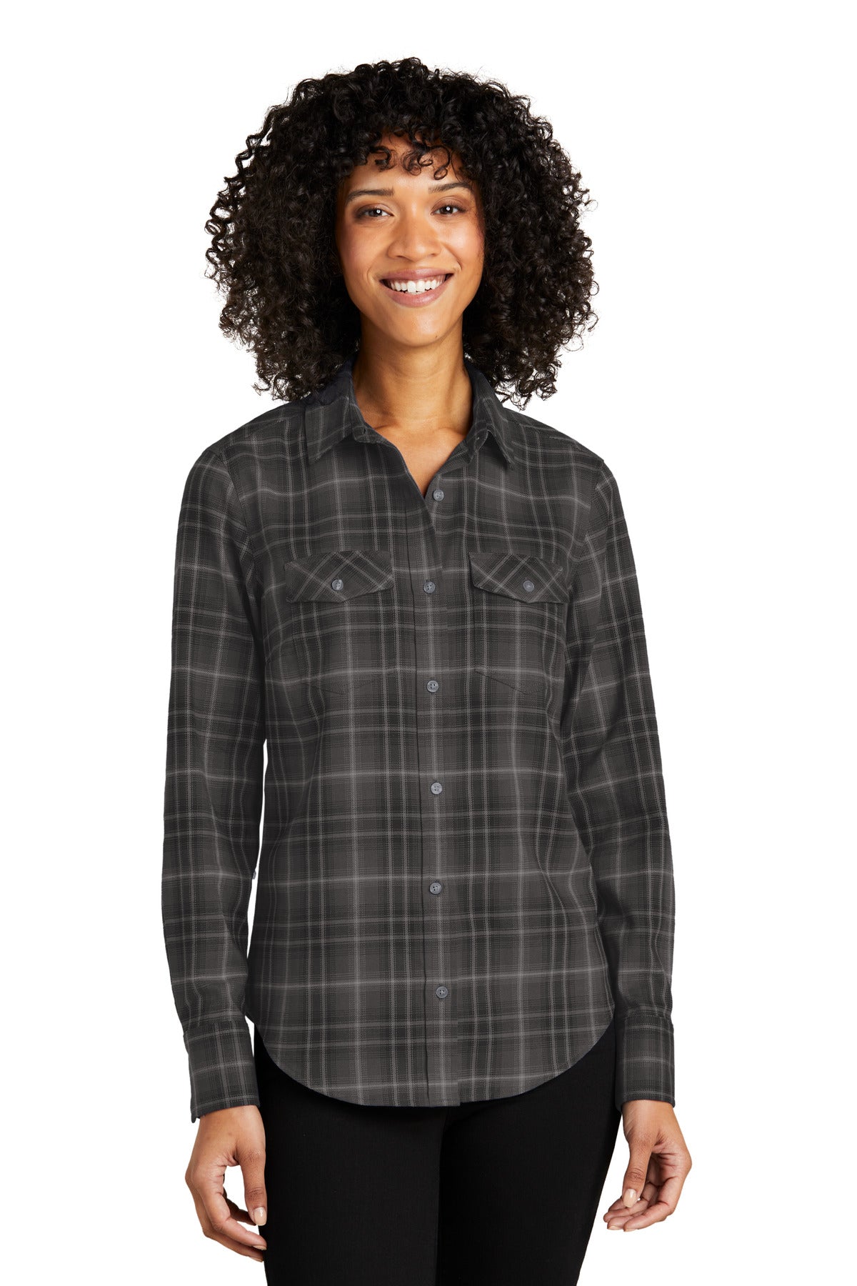 Port Authority Women's Long Sleeve Ombre Plaid Shirt LW672 Womens Apparel Shirts & Tops