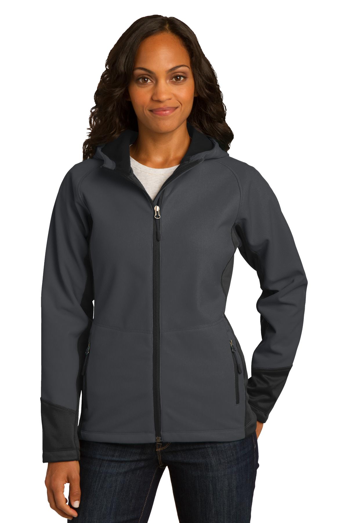 Port Authority Ladies Vertical Hooded Soft Shell Jacket. L319 Womens Apparel Jackets & Vests