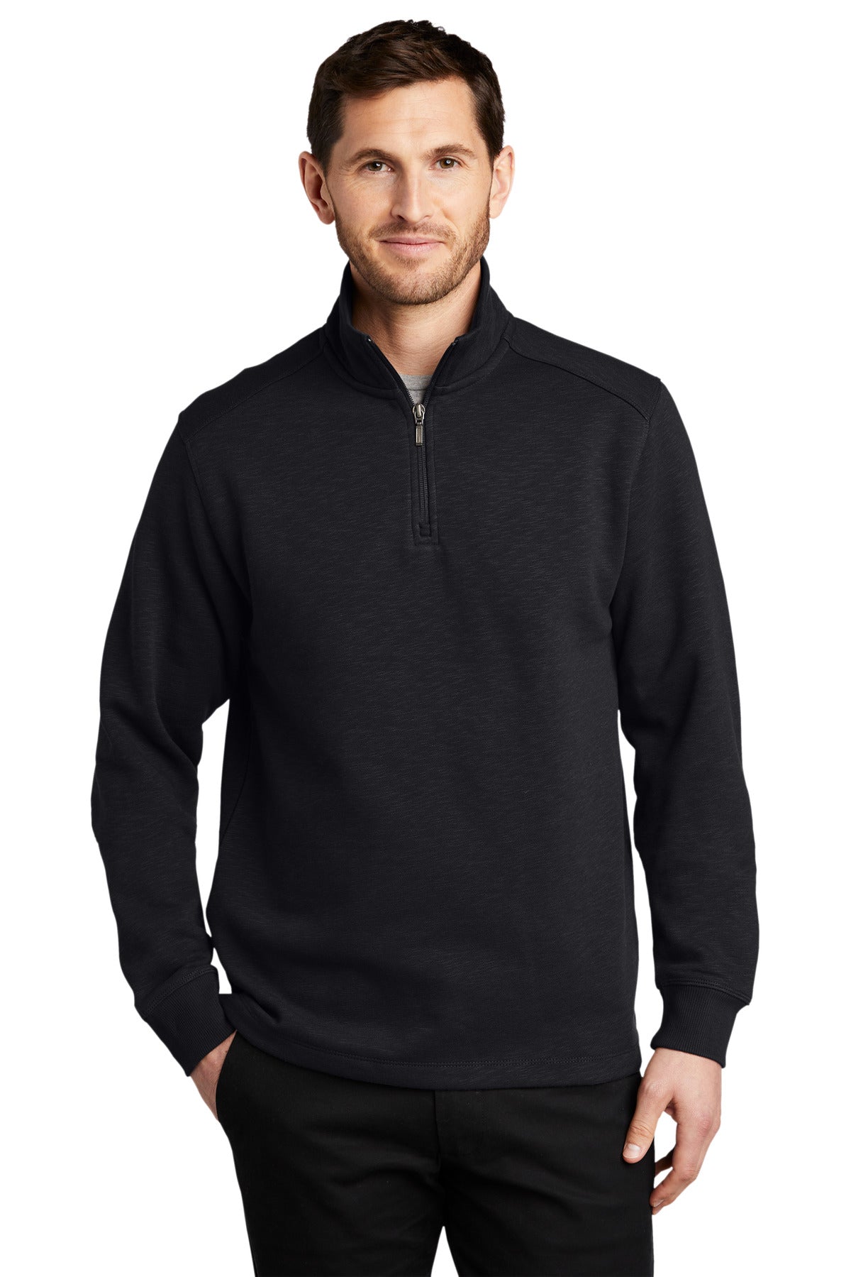 Port Authority Men's Slub Fleece 1/4-Zip Pullover. F295 Mens Apparel Sweatshirts & Fleece