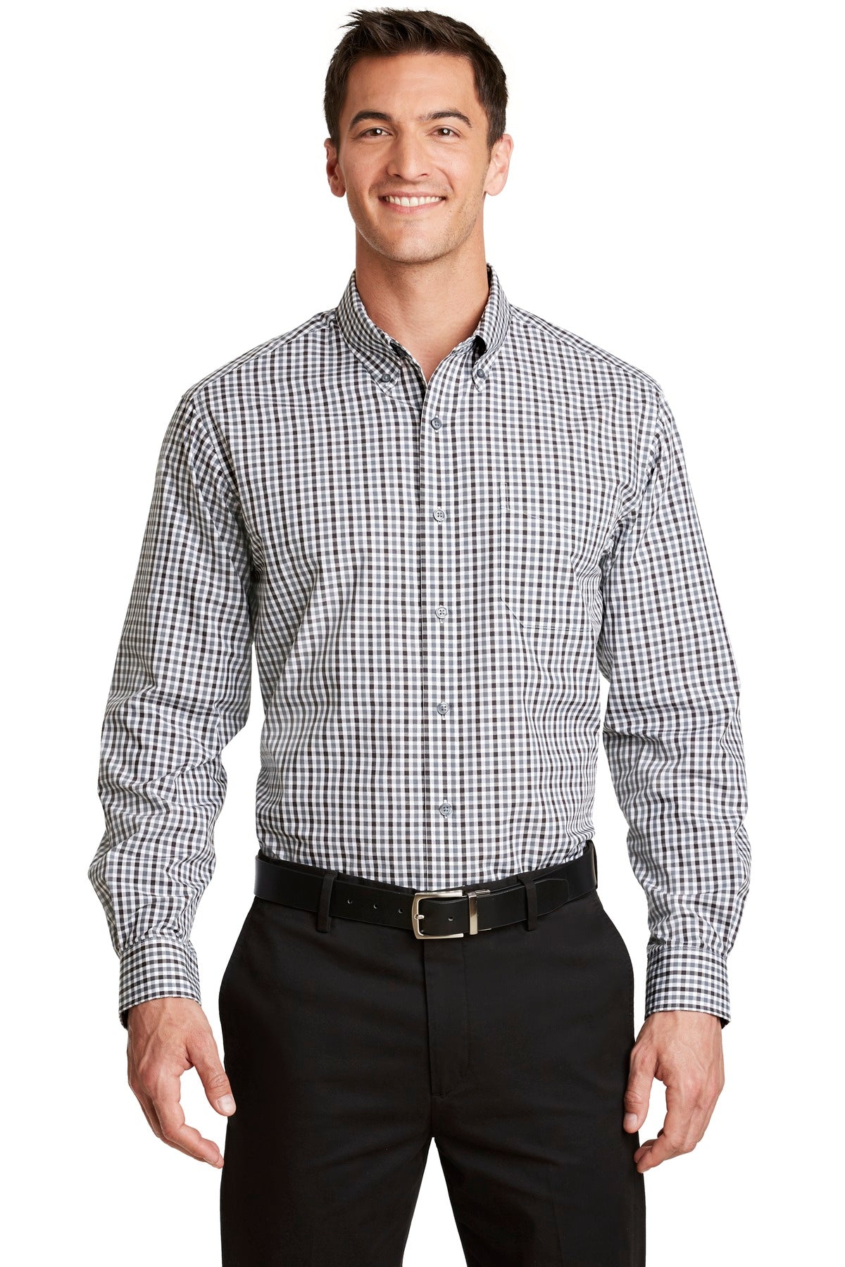 Port Authority Men's Long Sleeve Gingham Easy Care Shirt. S654 Mens Apparel Shirts & Tops