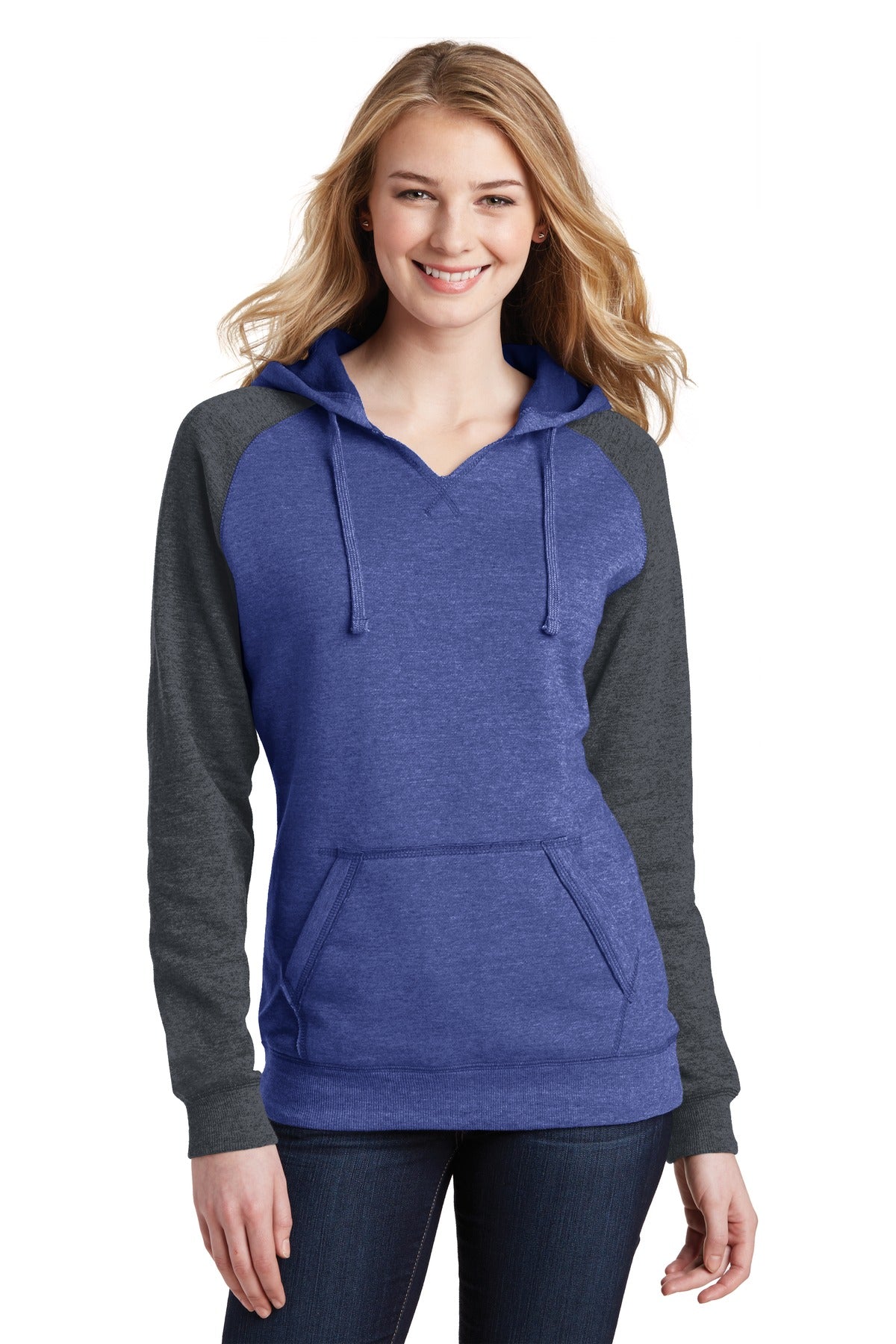 District Women's Lightweight Fleece Raglan Hoodie. DT296 Womens Apparel Sweatshirts & Fleece