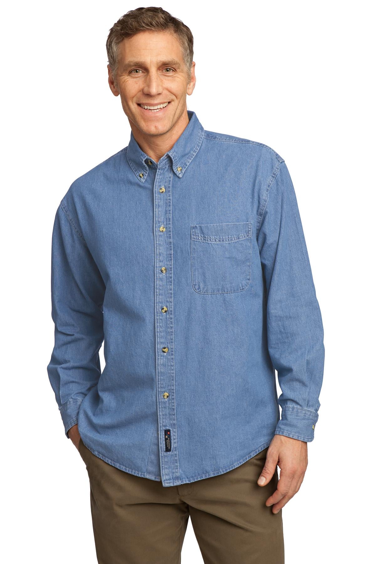 Port & Company Men's Long Sleeve Value Denim Shirt Mens Apparel Shirts & Tops