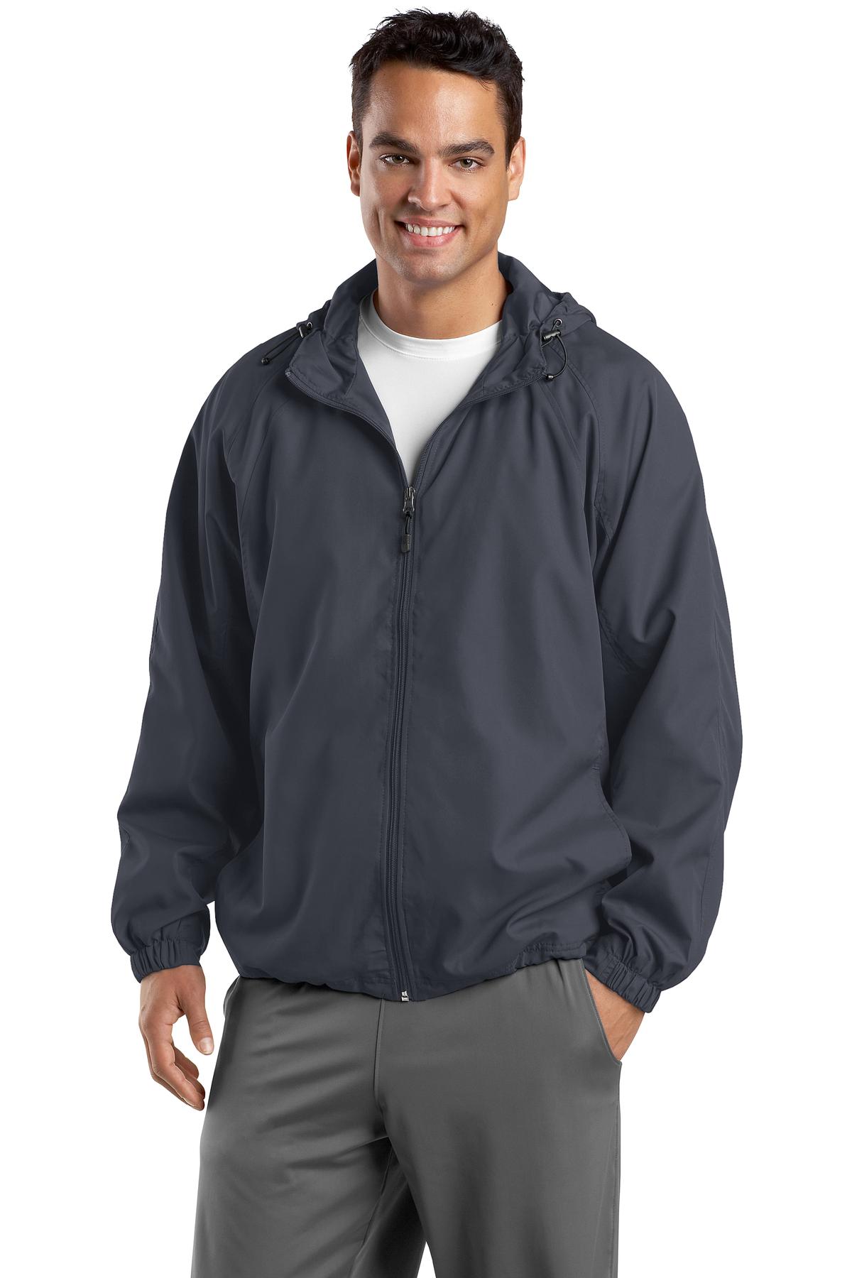 Sport-Tek Tall Hooded Raglan Jacket. TJST73 Mens Apparel Jackets & Vests