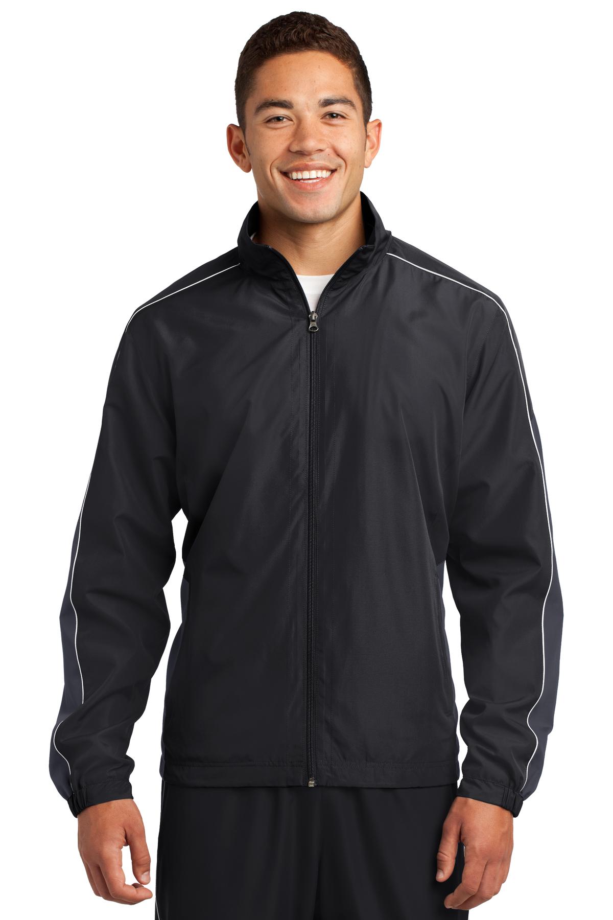 Sport-Tek Piped Colorblock Wind Jacket. JST61 Mens Apparel Jackets & Vests
