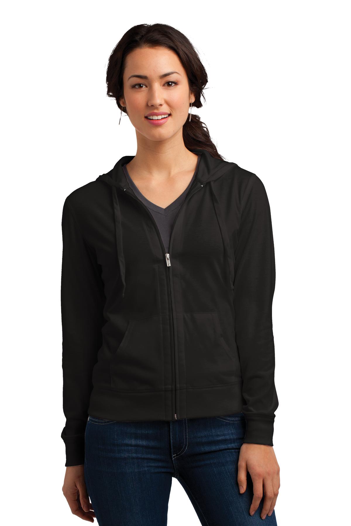 District Women's Fitted Jersey Full-Zip Hoodie. DT2100 Womens Apparel Sweatshirts & Fleece