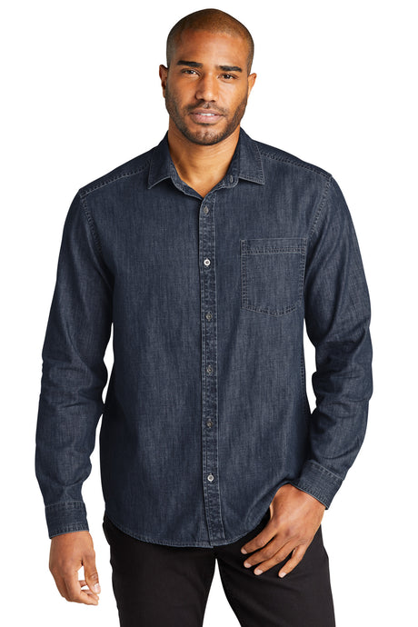 Port Authority Men's Long Sleeve Perfect Denim Shirt W676 Mens Apparel Shirts & Tops