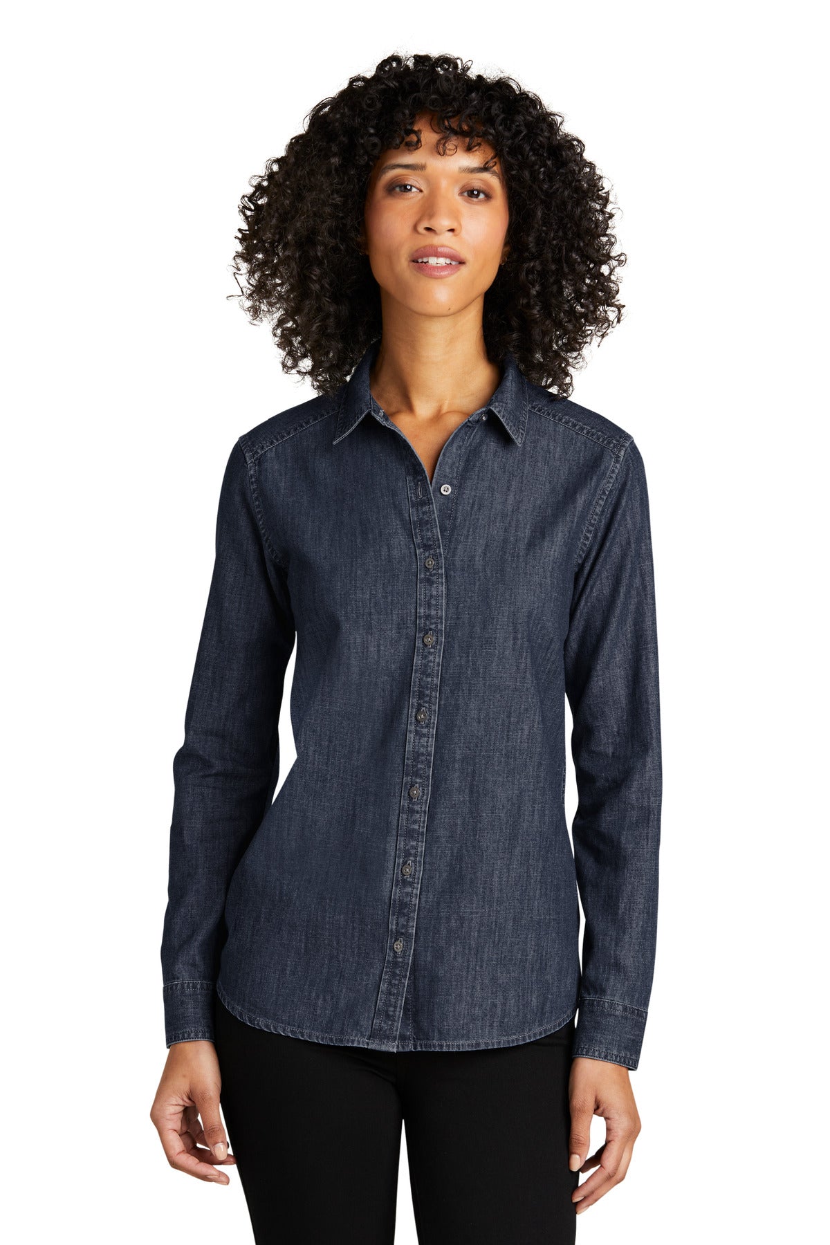 Port Authority Women's Long Sleeve Perfect Denim Shirt LW676 Womens Apparel Shirts & Tops