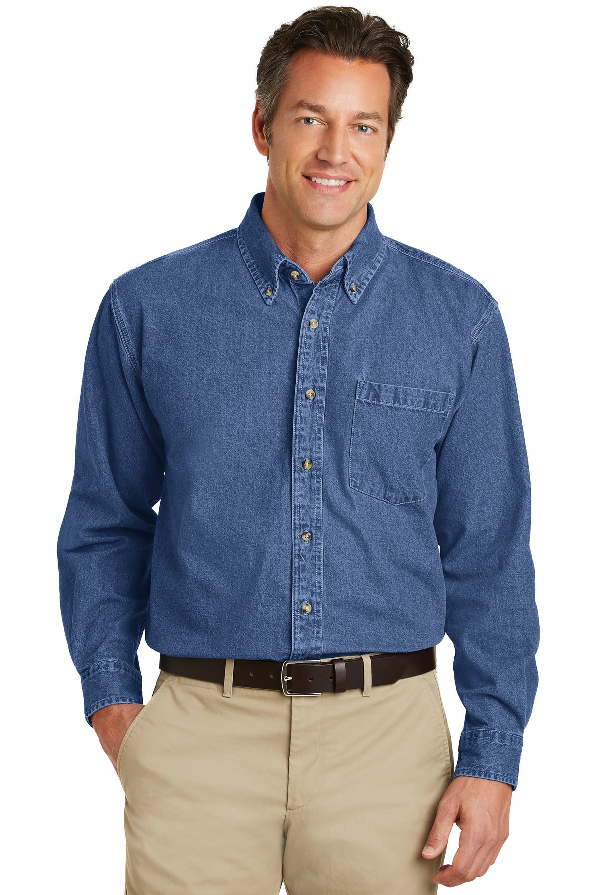 Port Authority Men's Heavyweight Denim Shirt. S100 Mens Apparel Shirts & Tops