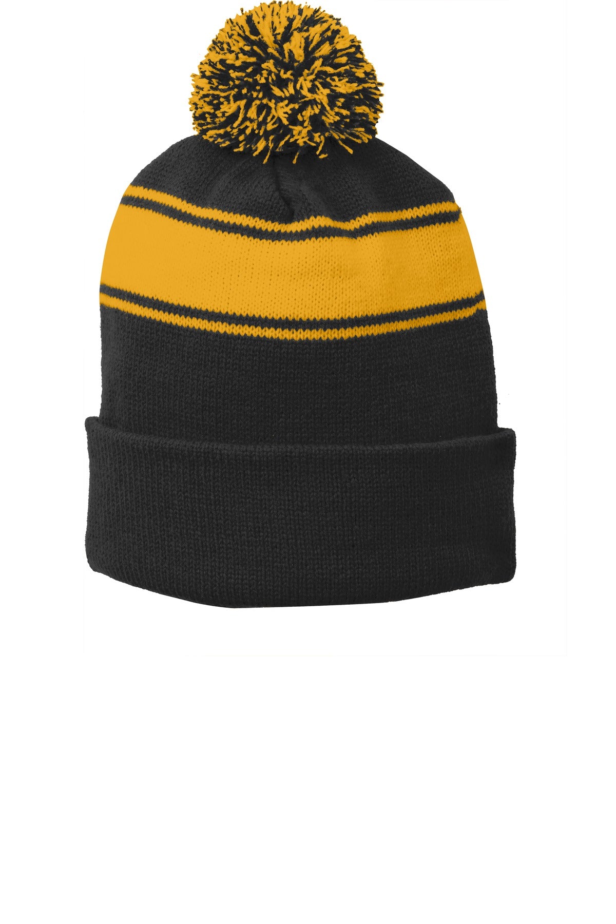 Sport-Tek Stripe Pom Pom Beanie Unisex Accessories Hats & Caps