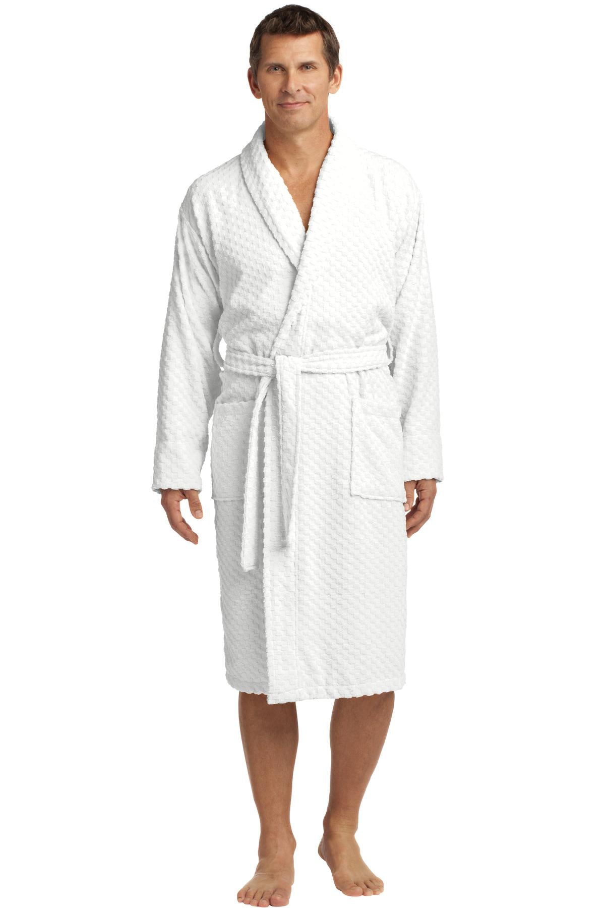 Port Authority Checkered Terry Shawl Collar Robe. R103 Unisex Accessories Robes & Towels