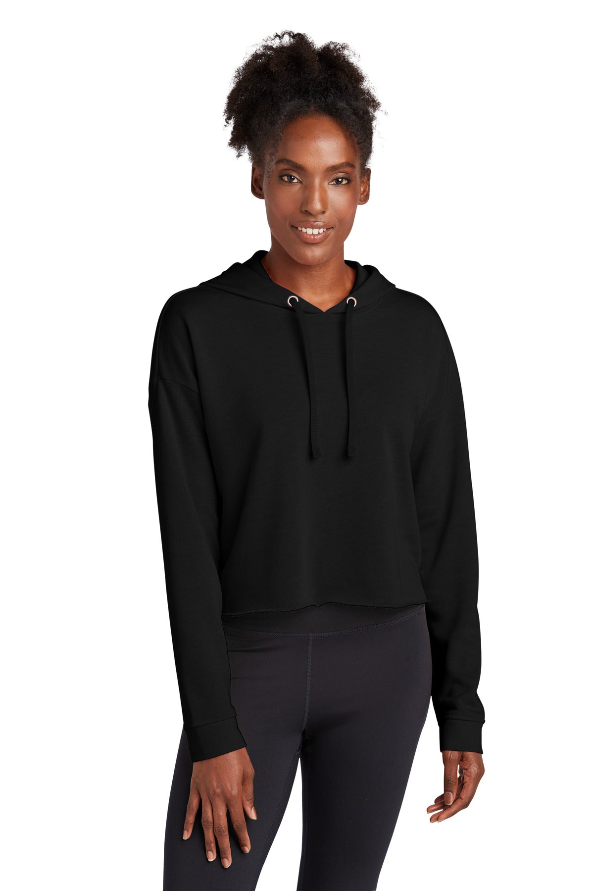 Sport-Tek Women's PosiCharge Tri-Blend Wicking Fleece Crop Hooded Pullover LST298 Womens Apparel Sweatshirts & Fleece