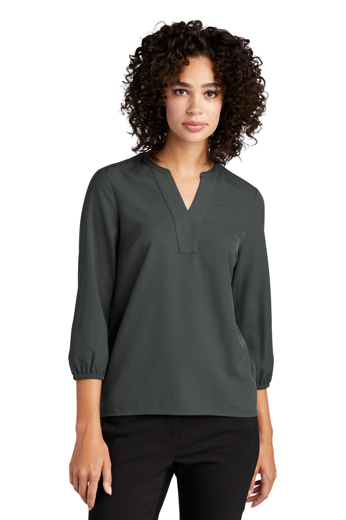 MERCER+METTLE Women's Stretch Crepe 3/4-Sleeve Blouse MM2011 Womens Apparel Shirts & Tops