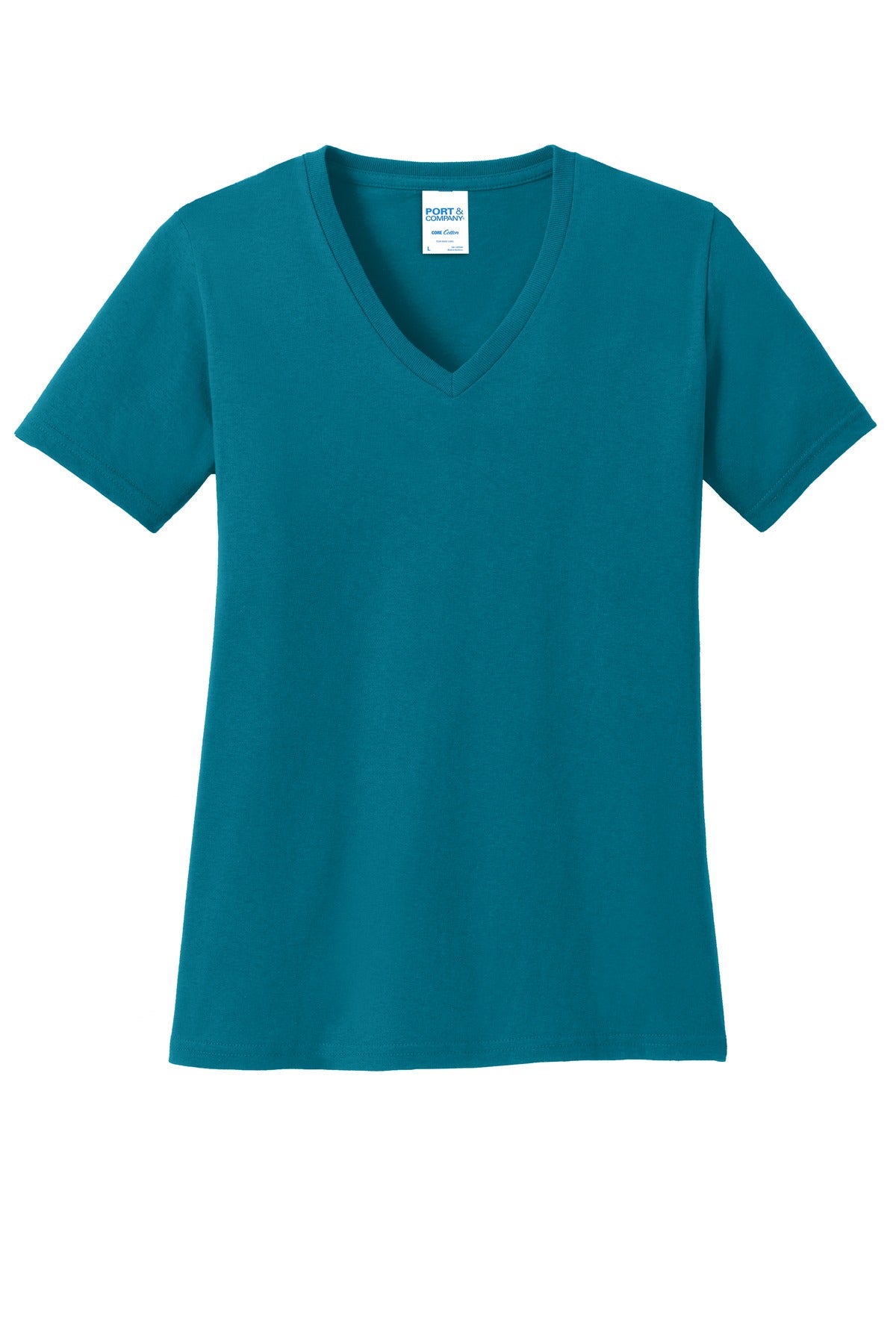 Port & Company Women's Core Cotton V-Neck Tee. LPC54V 2 of 3 Womens Apparel Shirts & Tops