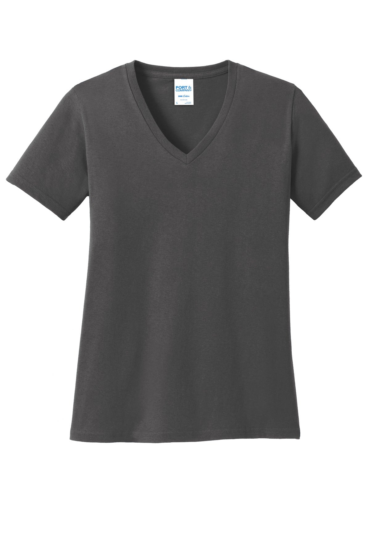 Port & Company Women's Core Cotton V-Neck Tee. LPC54V 2 of 3 Womens Apparel Shirts & Tops