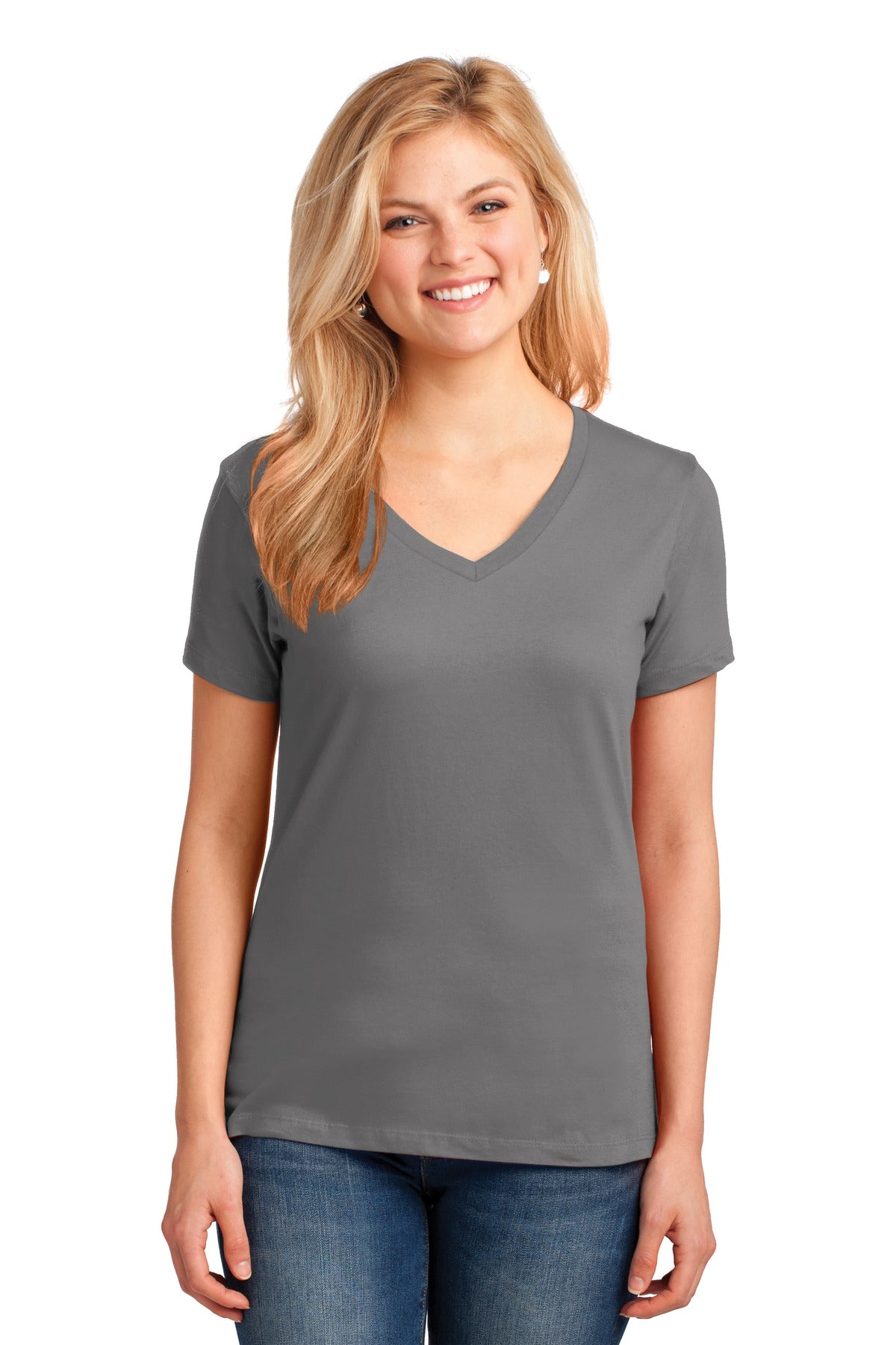 Port & Company Women's Core Cotton V-Neck Tee. LPC54V 2 of 3 Womens Apparel Shirts & Tops