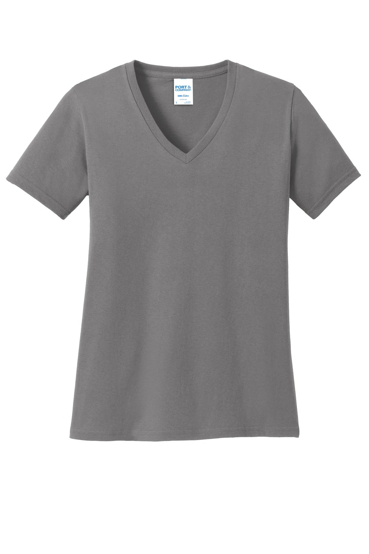 Port & Company Women's Core Cotton V-Neck Tee. LPC54V 2 of 3 Womens Apparel Shirts & Tops