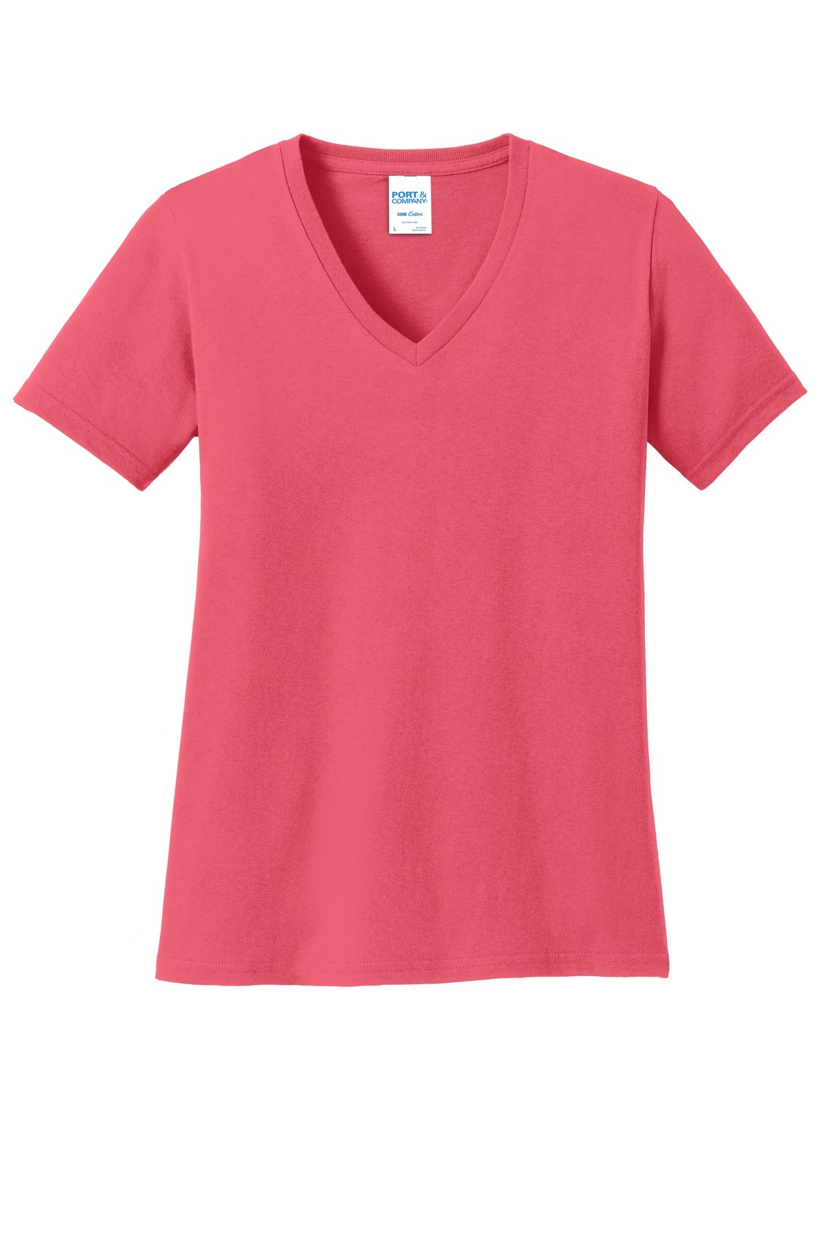 Port & Company Women's Core Cotton V-Neck Tee. LPC54V 2 of 3 Womens Apparel Shirts & Tops