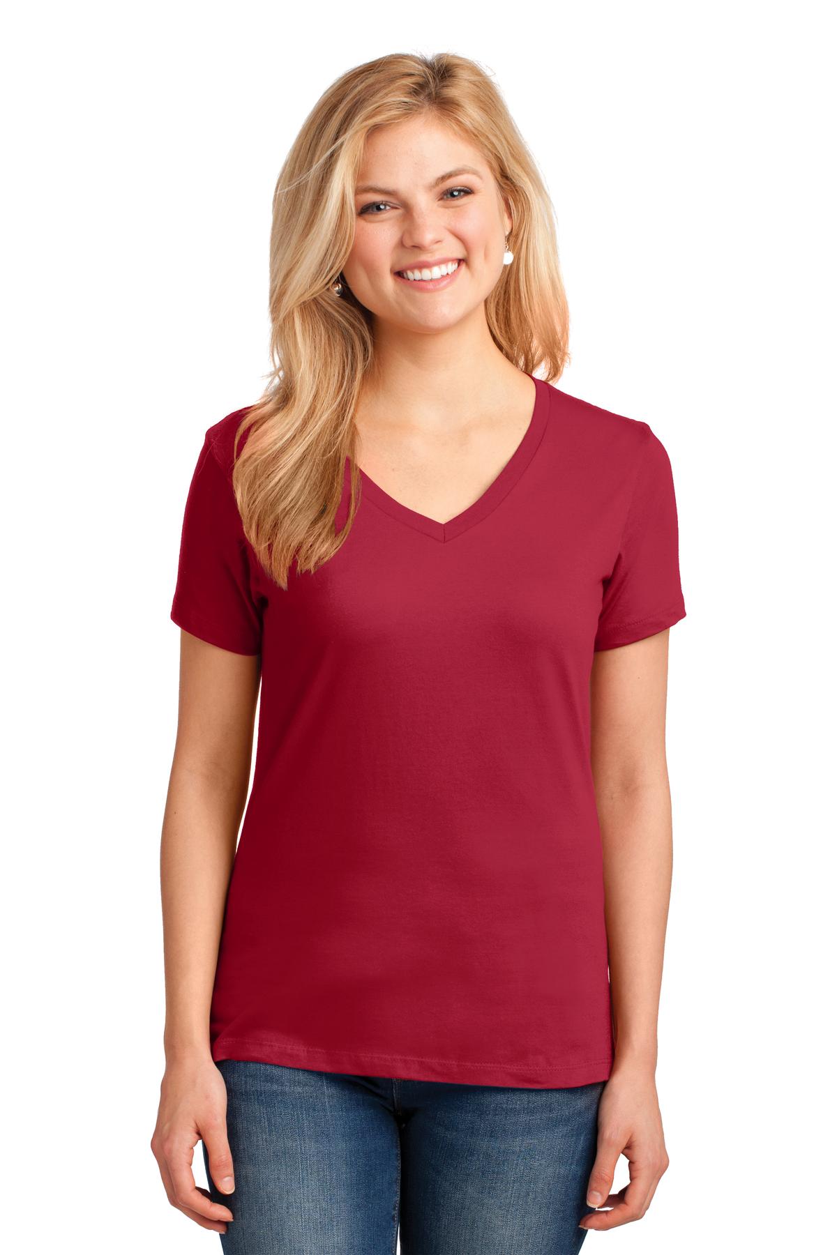 Port & Company Women's Core Cotton V-Neck Tee. LPC54V 2 of 3 Womens Apparel Shirts & Tops