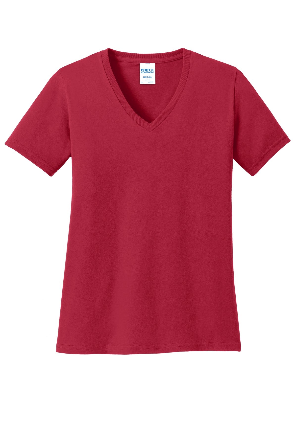 Port & Company Women's Core Cotton V-Neck Tee. LPC54V 2 of 3 Womens Apparel Shirts & Tops
