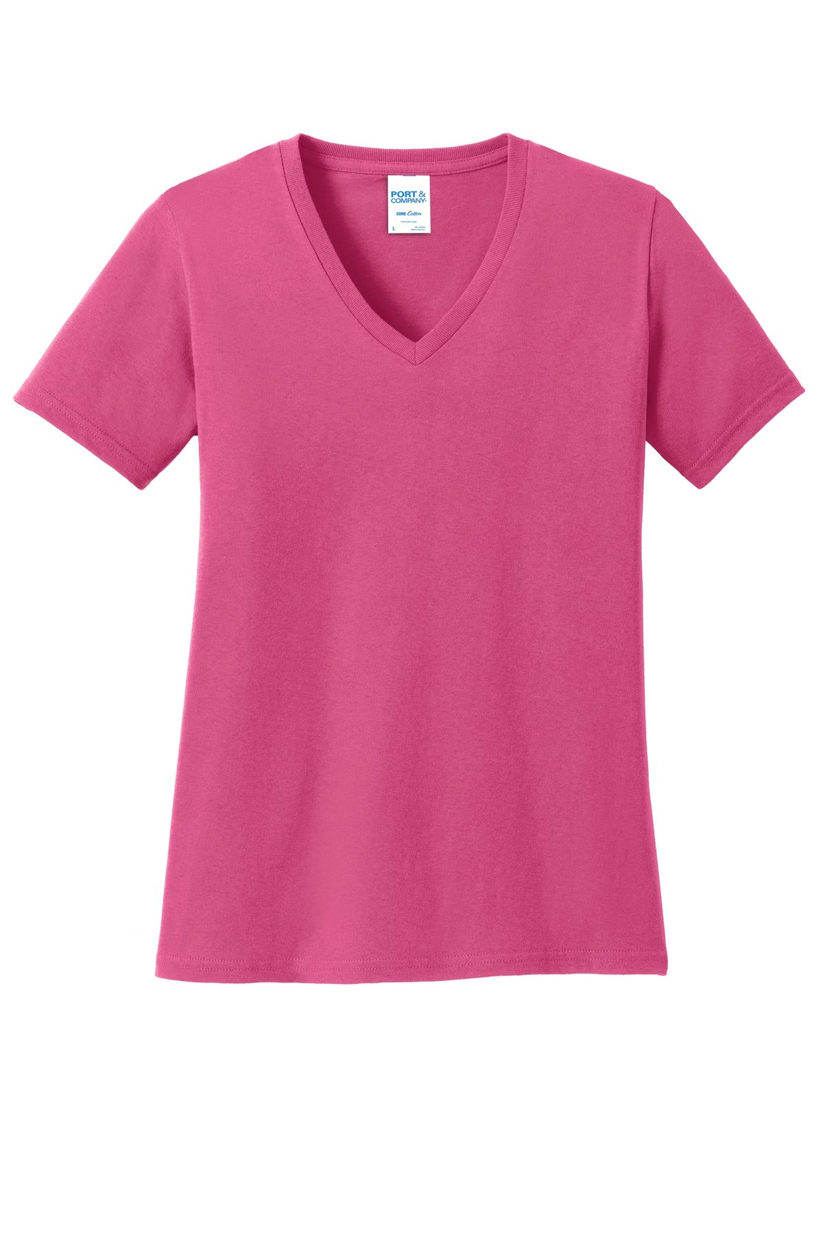 Port & Company Women's Core Cotton V-Neck Tee. LPC54V 2 of 3 Womens Apparel Shirts & Tops