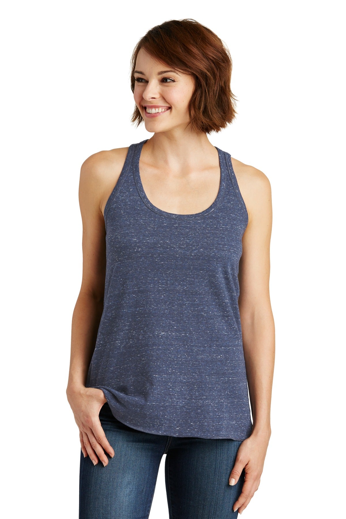 District Women's Cosmic Twist Back Tank. DM466 Womens Apparel Shirts & Tops