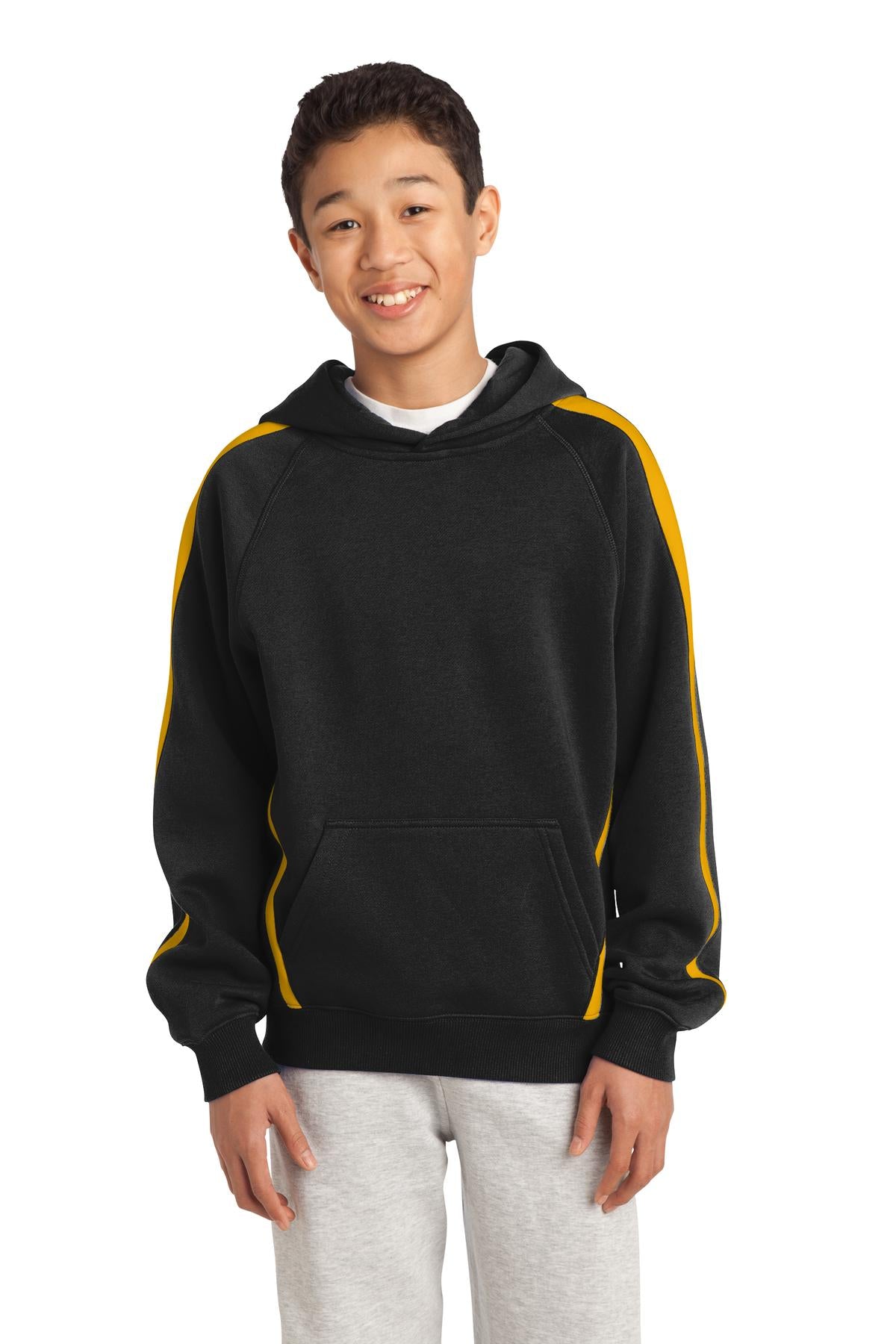 Sport-Tek Youth Sleeve Stripe Pullover Hooded Sweatshirt YST265 Youth Apparel Hoodies & Sweatshirts