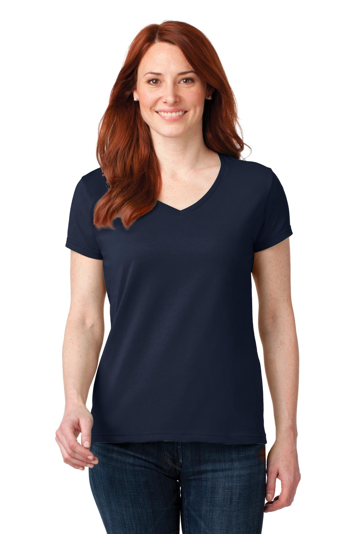 Anvil Ladies 100% Combed Ring Spun Cotton V-Neck T-Shirt. 88VL Womens Apparel Shirts & Tops