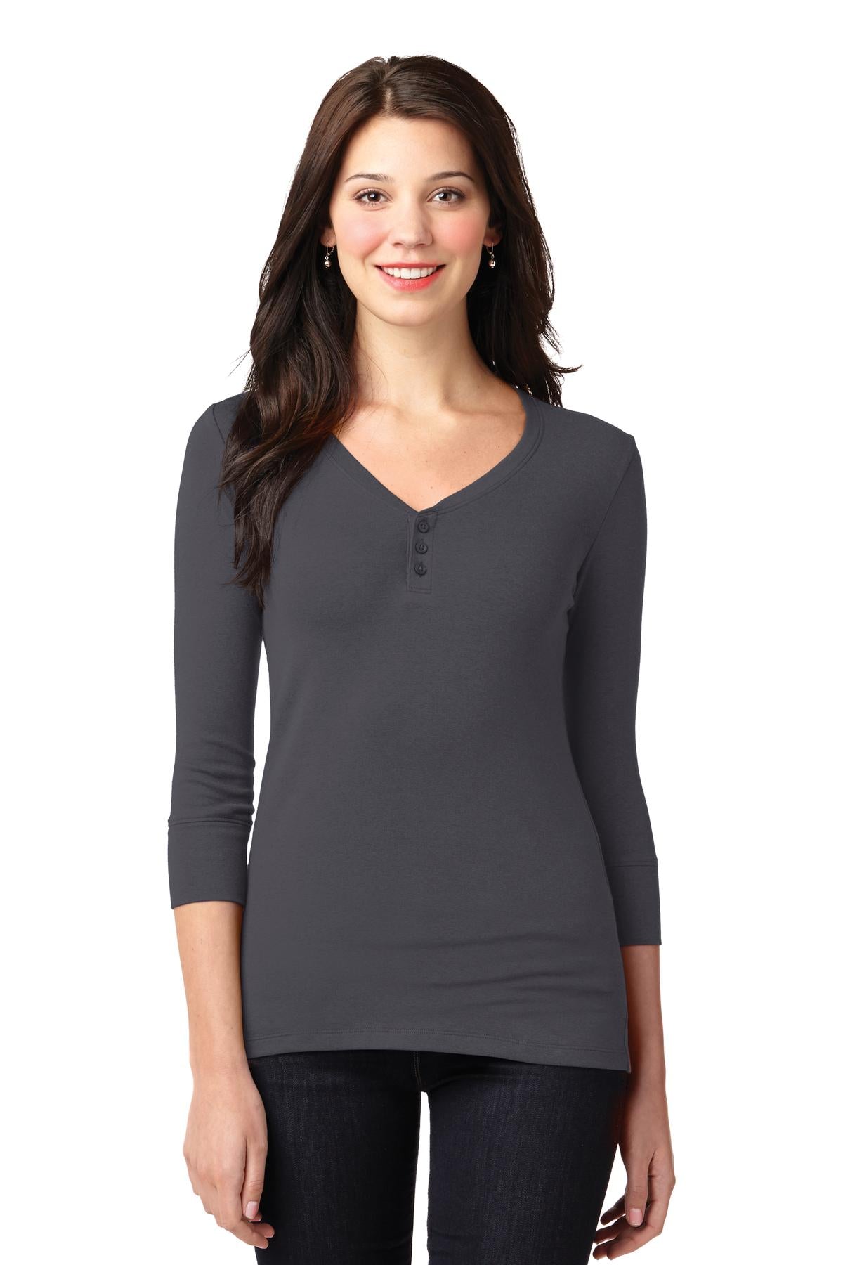 Port Authority Ladies Concept Stretch 3/4-Sleeve Scoop Henley. LM1007 Womens Apparel Shirts & Tops