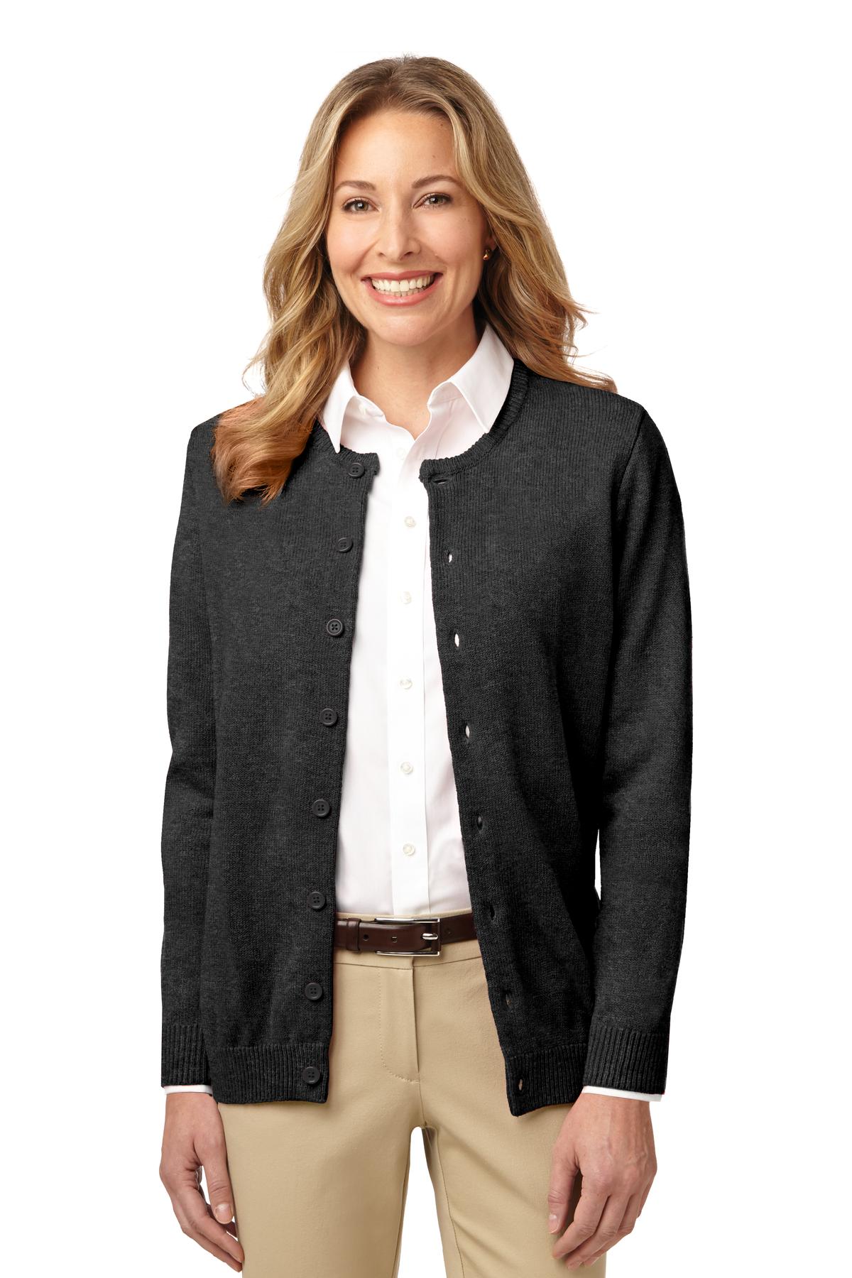 Port Authority Ladies Value Jewel-Neck Cardigan Sweater. LSW304 Womens Apparel Sweatshirts & Fleece