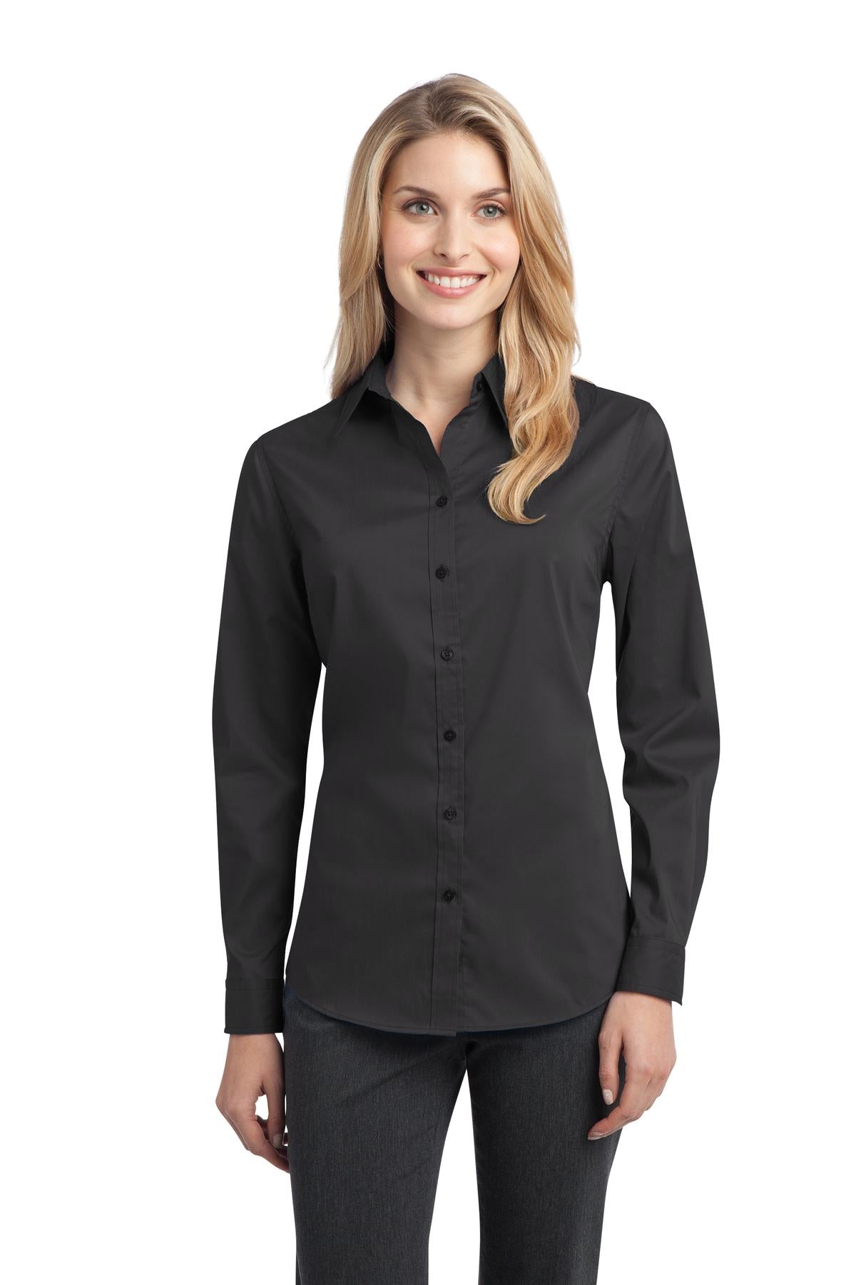 Port Authority Ladies Stretch Poplin Shirt. L646 Womens Apparel Shirts & Tops