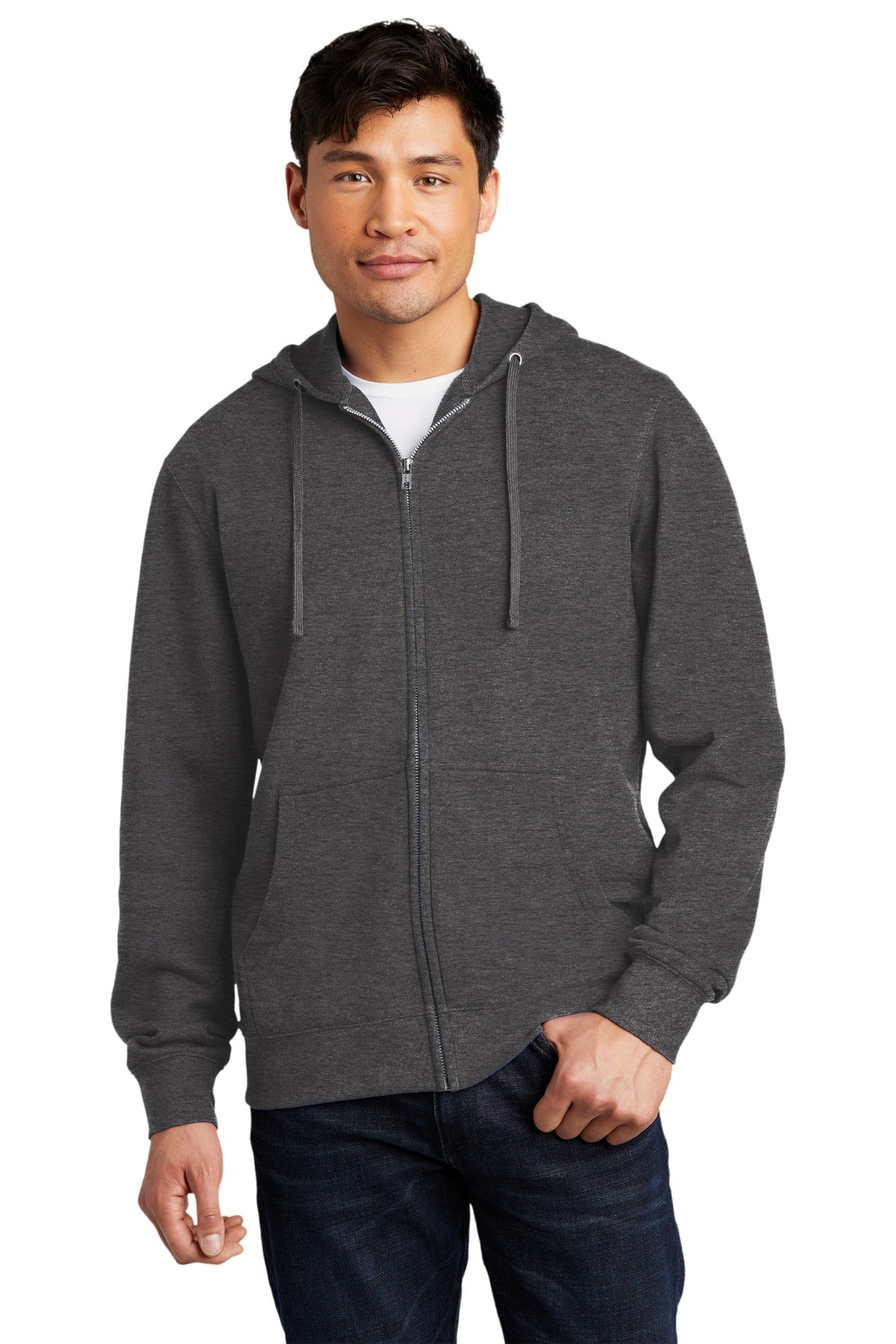 District Men's V.I.T.Fleece Full-Zip Hoodie DT6102 1 of 2 Mens Apparel Sweatshirts & Fleece