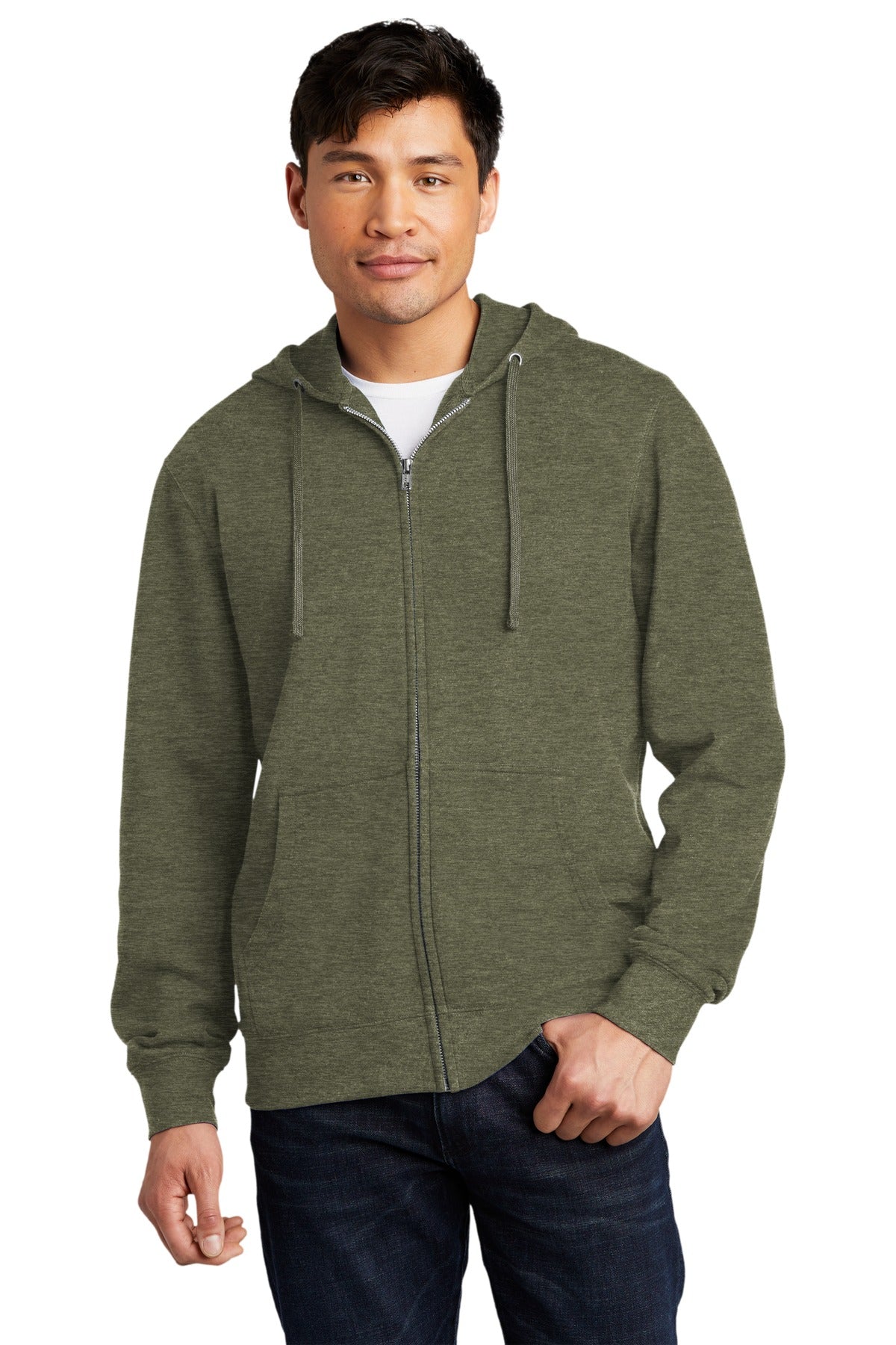 District Men's V.I.T.Fleece Full-Zip Hoodie DT6102 1 of 2 Mens Apparel Sweatshirts & Fleece
