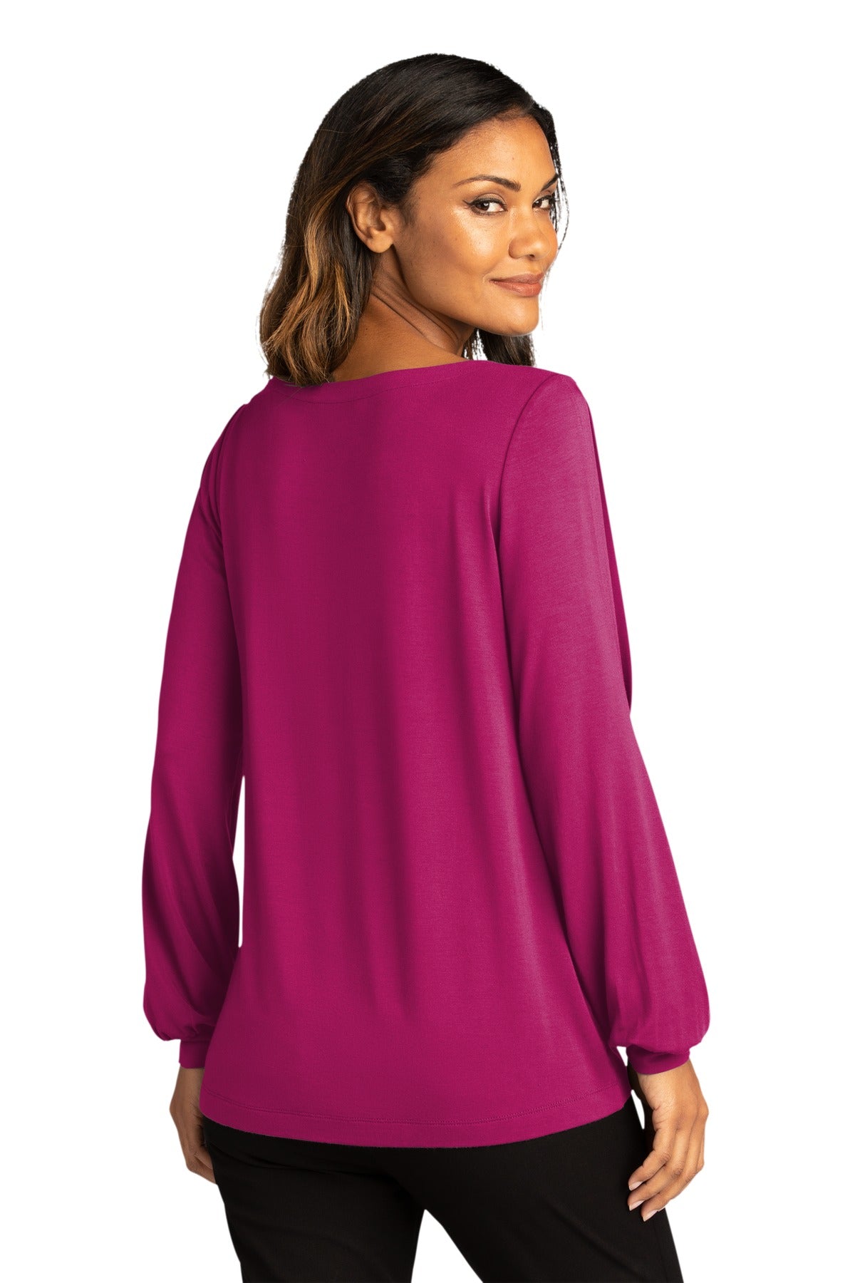 Port Authority Ladies Luxe Knit Jewel Neck Top. LK5600 Womens Apparel Shirts & Tops