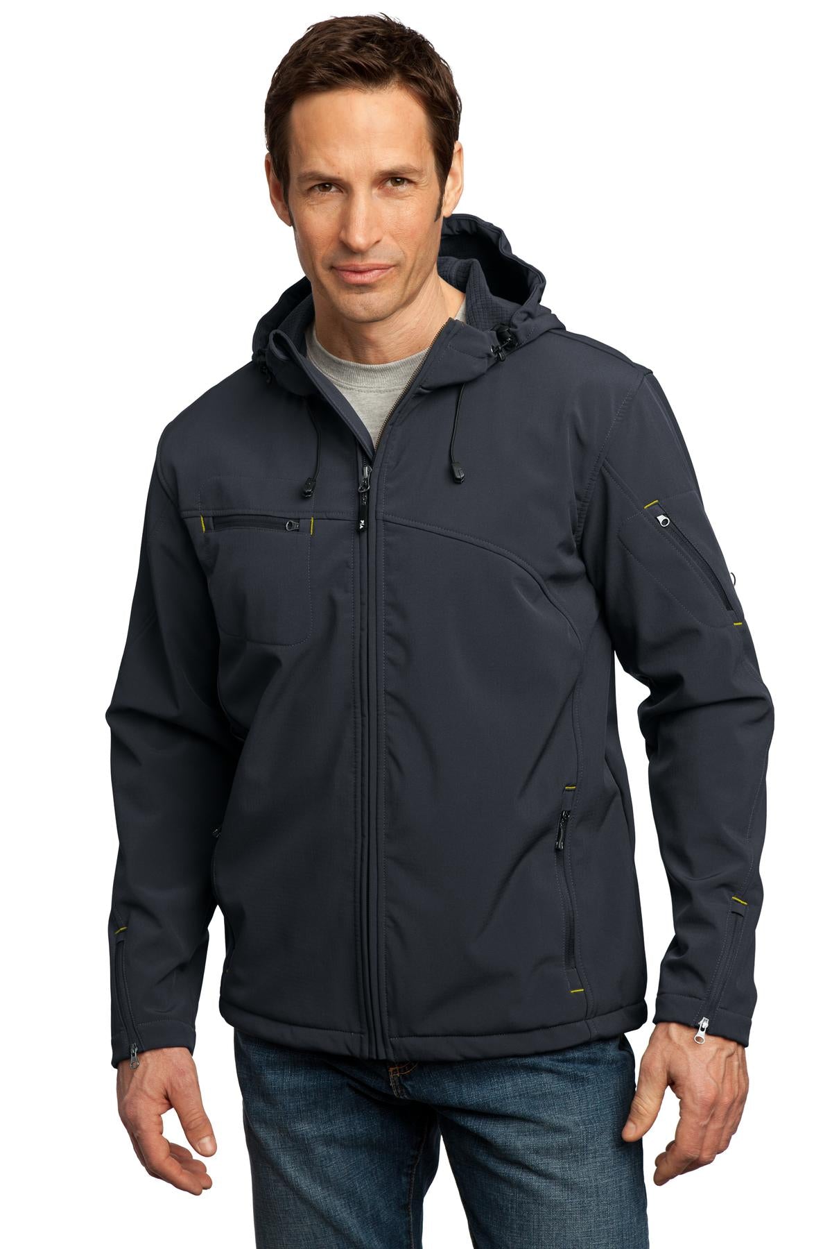 Port Authority Men's Textured Hooded Soft Shell Jacket. J706 Mens Apparel Jackets & Vests