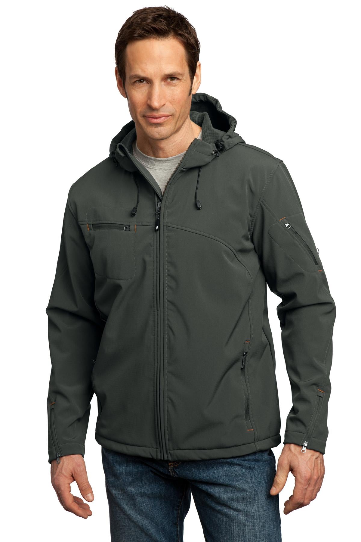 Port Authority Men's Textured Hooded Soft Shell Jacket. J706 Mens Apparel Jackets & Vests