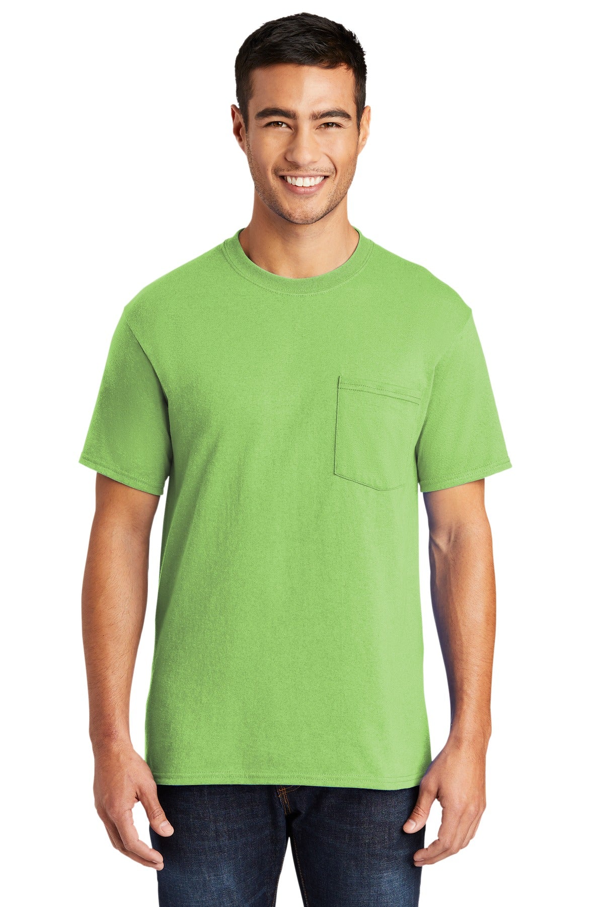 Port & Company Men's Core Blend Pocket Tee. PC55P Mens Apparel Shirts & Tops