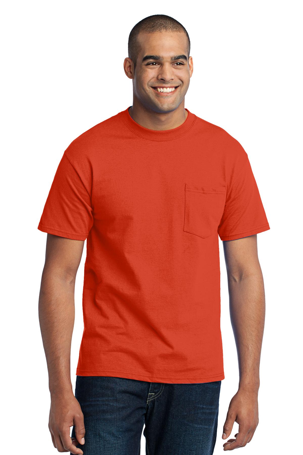 Port & Company Men's Core Blend Pocket Tee. PC55P Mens Apparel Shirts & Tops