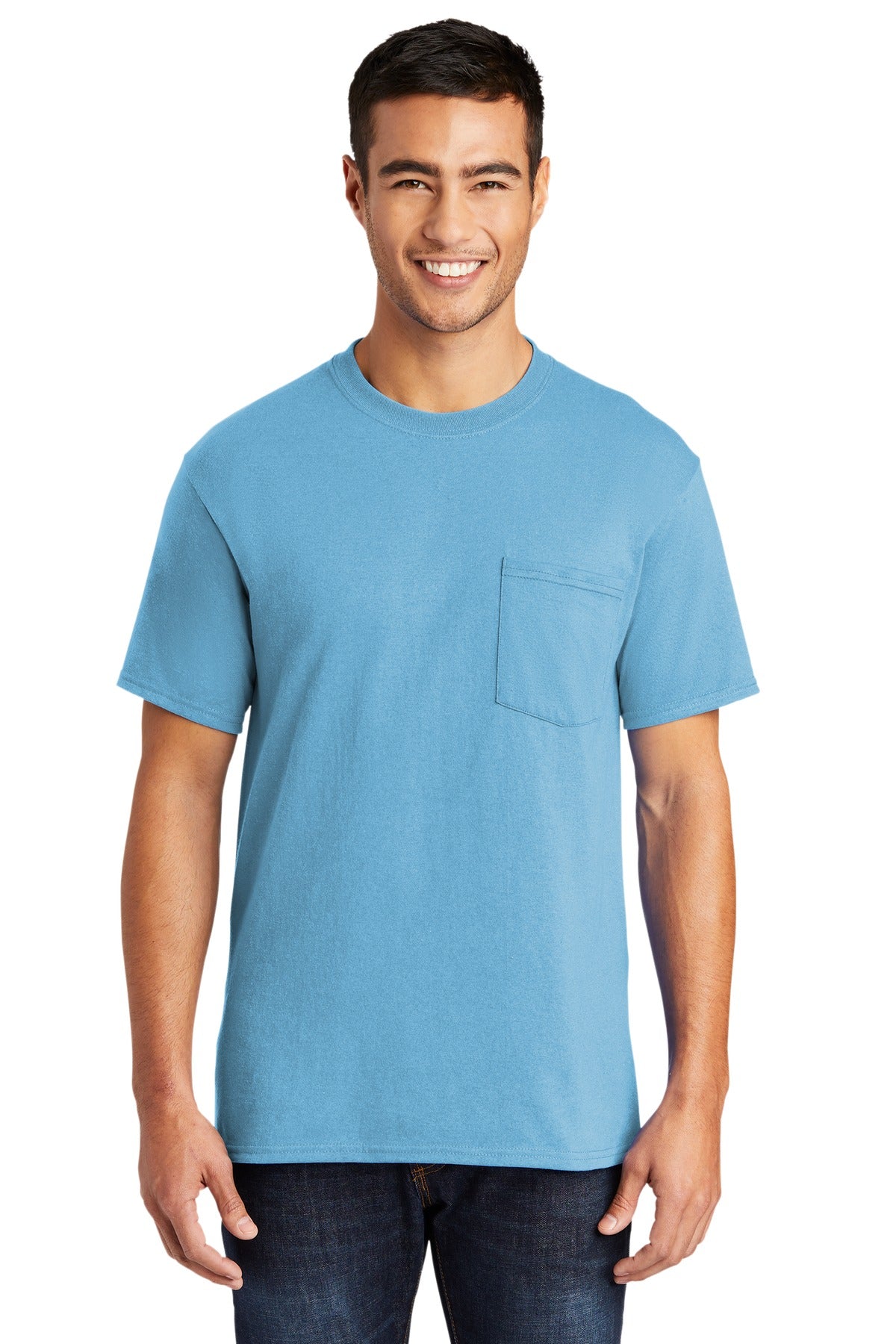 Port & Company Men's Core Blend Pocket Tee. PC55P Mens Apparel Shirts & Tops