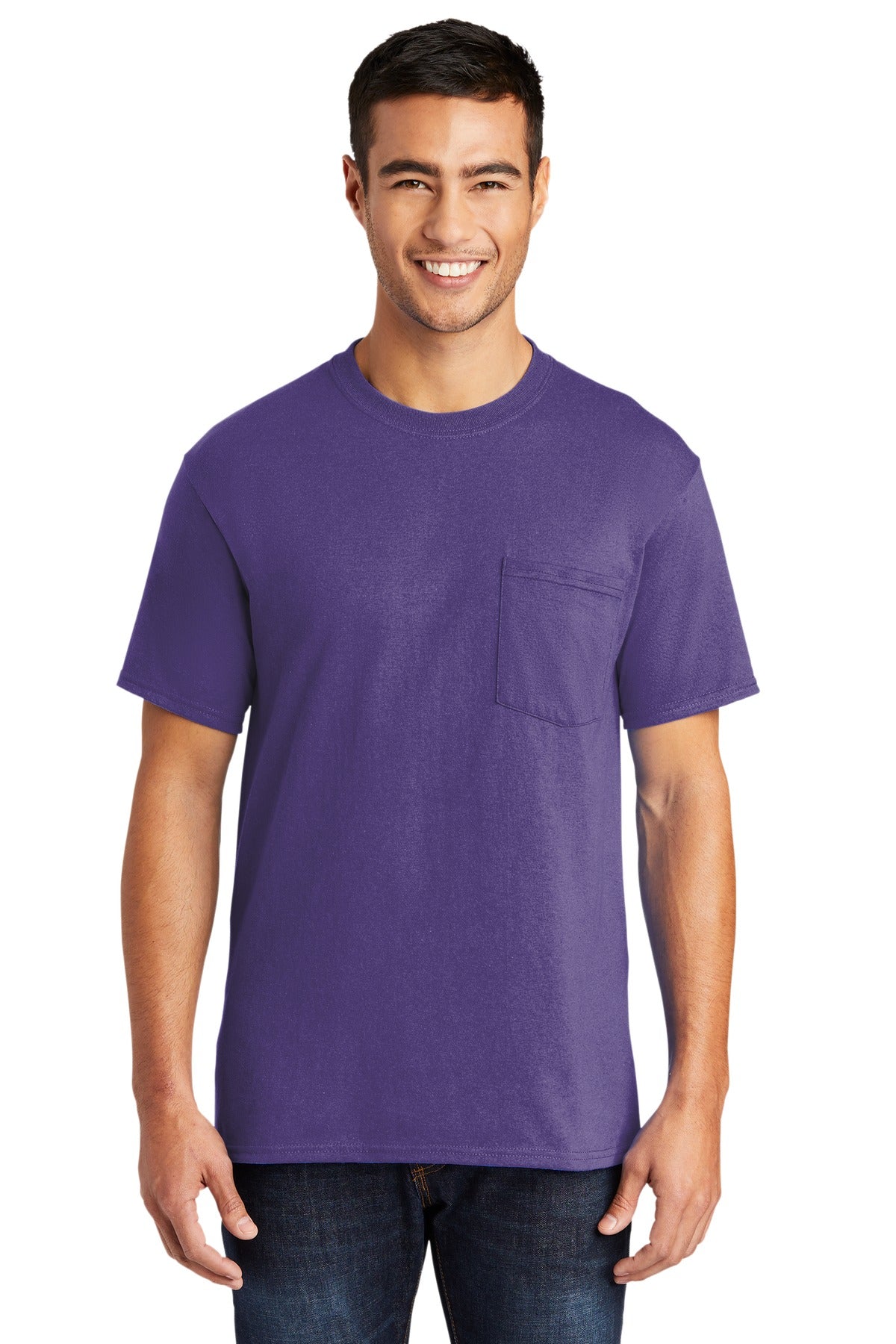 Port & Company Men's Core Blend Pocket Tee. PC55P Mens Apparel Shirts & Tops