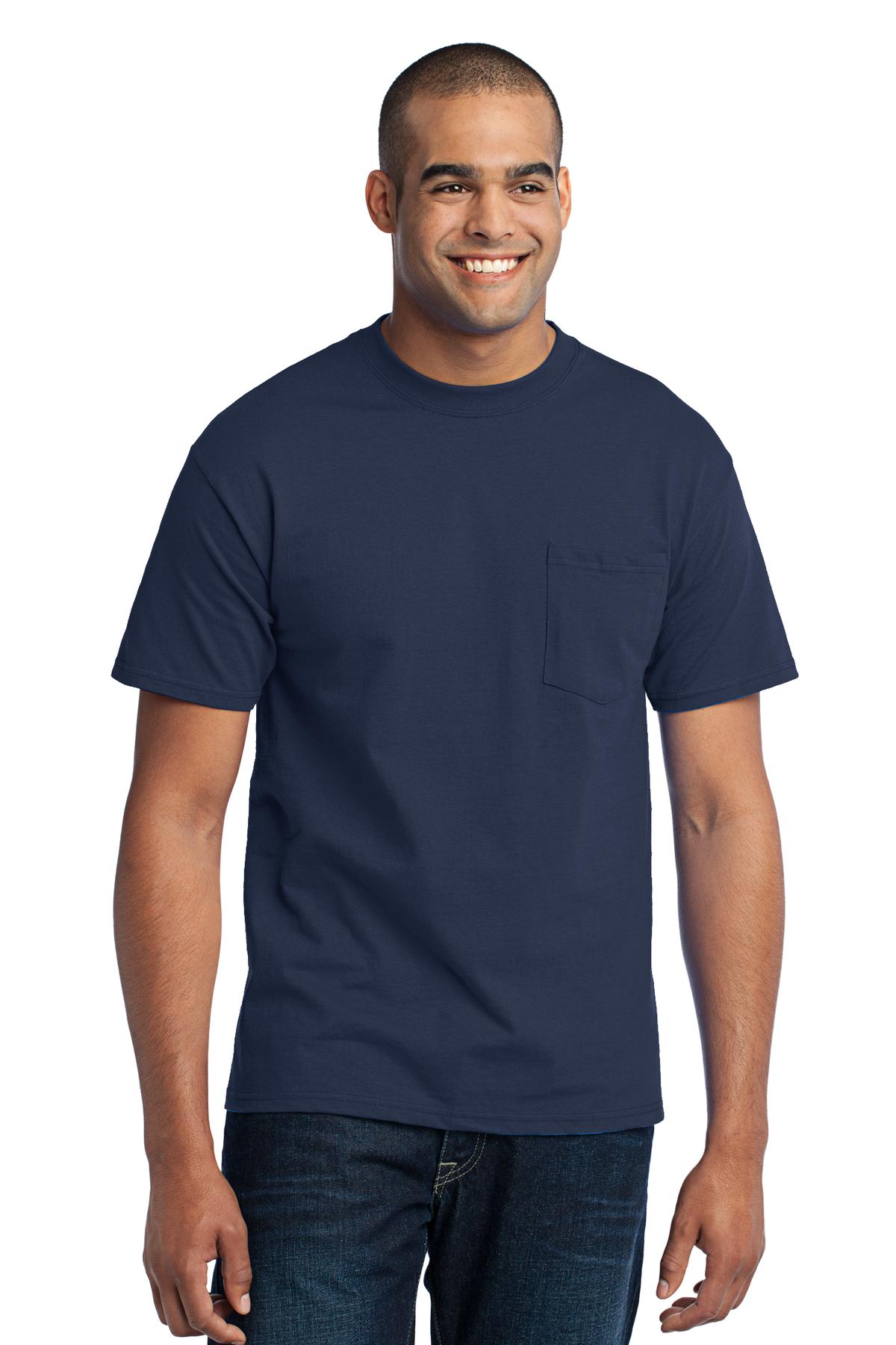 Port & Company Men's Core Blend Pocket Tee. PC55P Mens Apparel Shirts & Tops