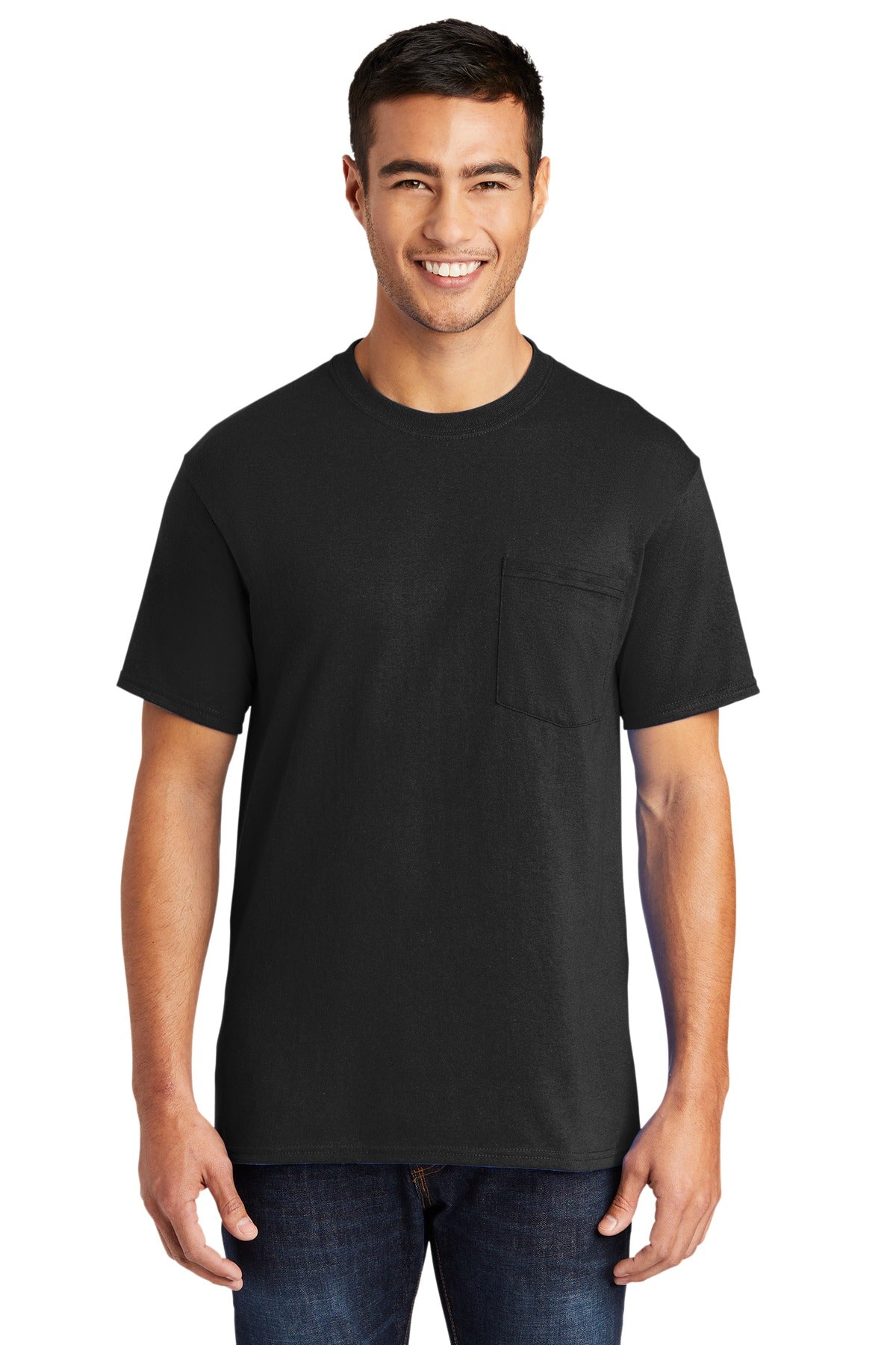 Port & Company Men's Core Blend Pocket Tee. PC55P Mens Apparel Shirts & Tops