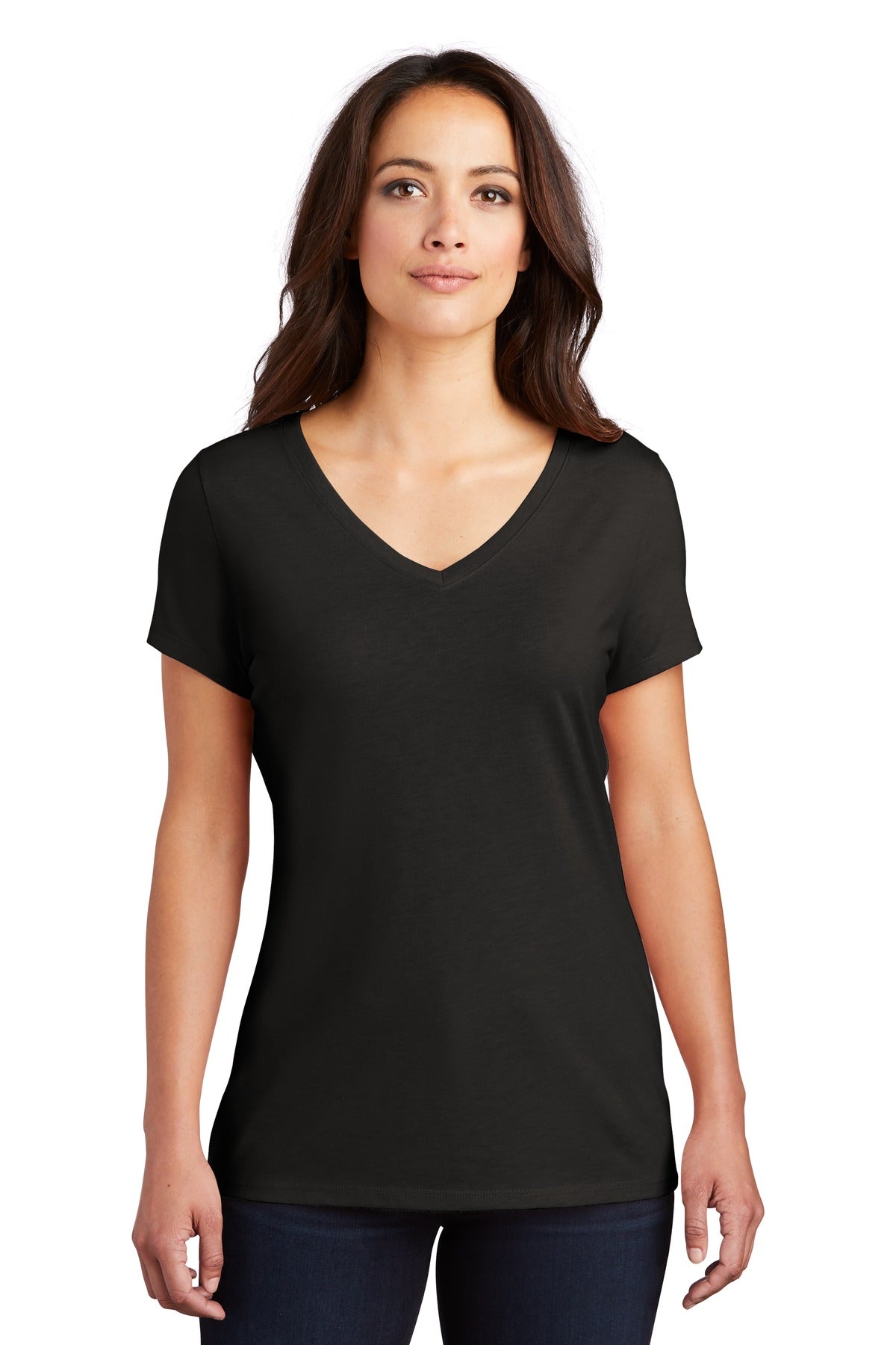 District Women's Perfect Tri V-Neck Tee. DM1350L Womens Apparel Shirts & Tops